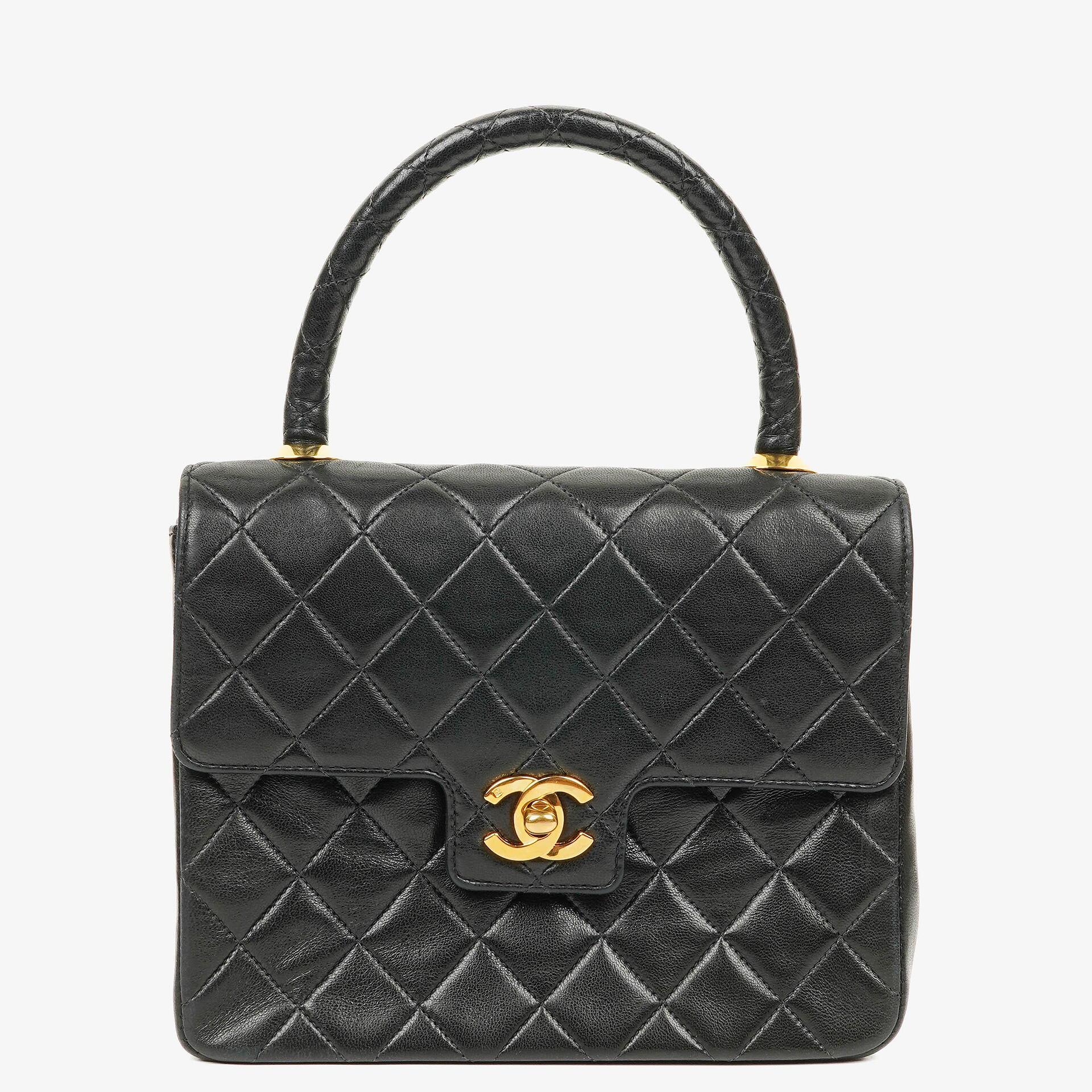 Chanel Mini Classic Kelly Vintage Black Quilted Lambskin With 24K Gold-Plated Hardware