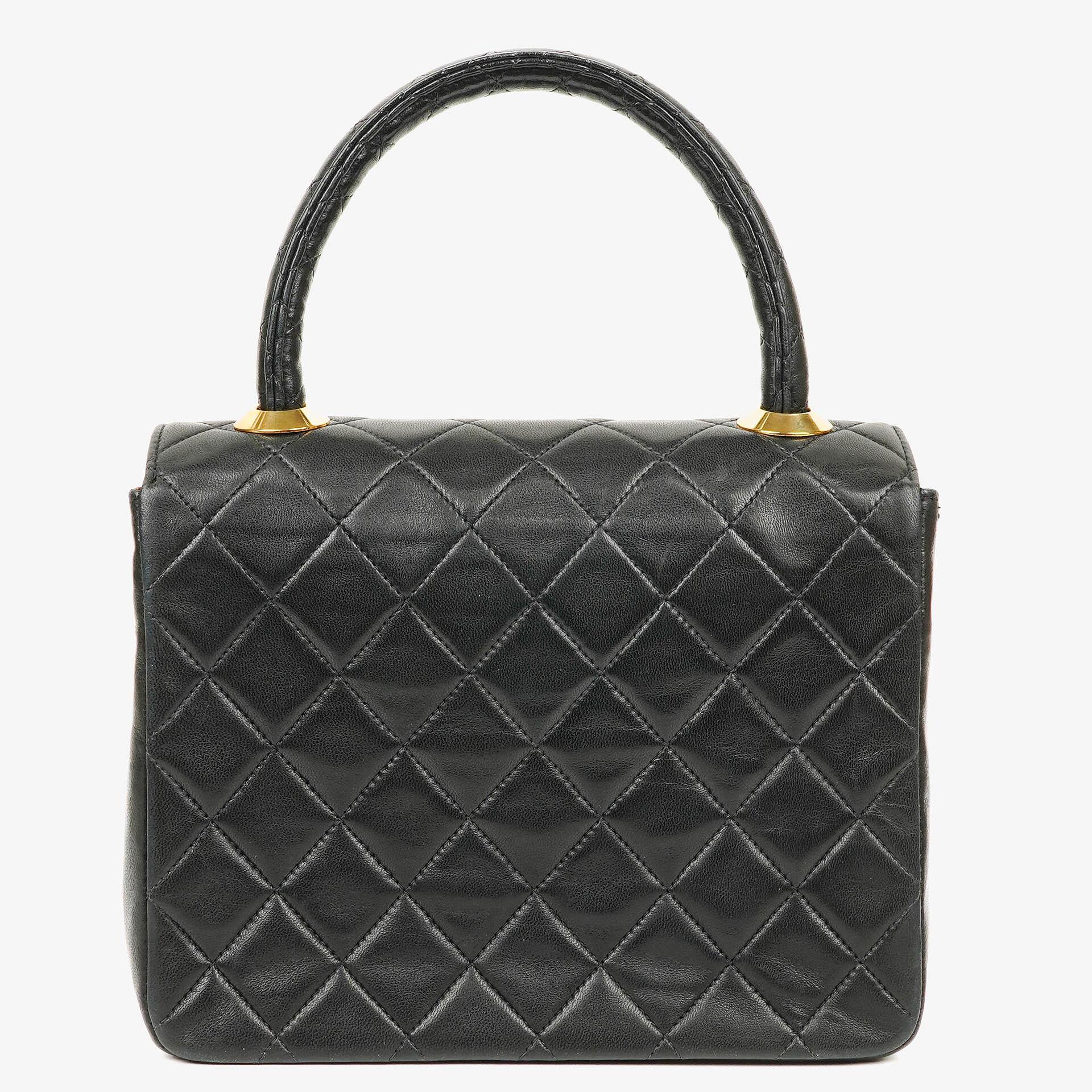 Chanel Mini Classic Kelly Vintage Black Quilted Lambskin With 24K Gold-Plated Hardware