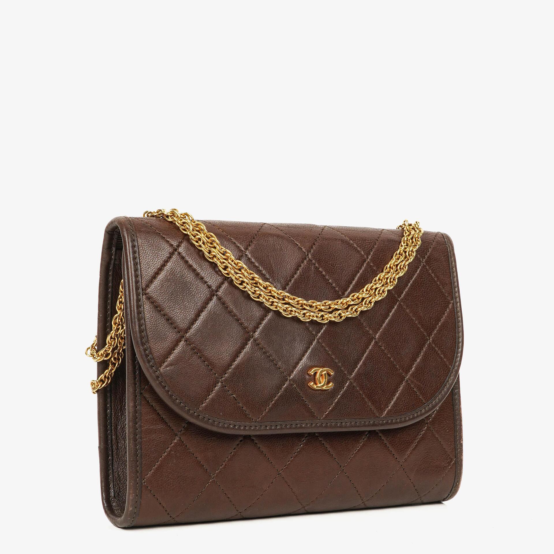 Chanel Mini Flap Bag Brown Quilted Lambskin With 24K Gold-Plated Hardware