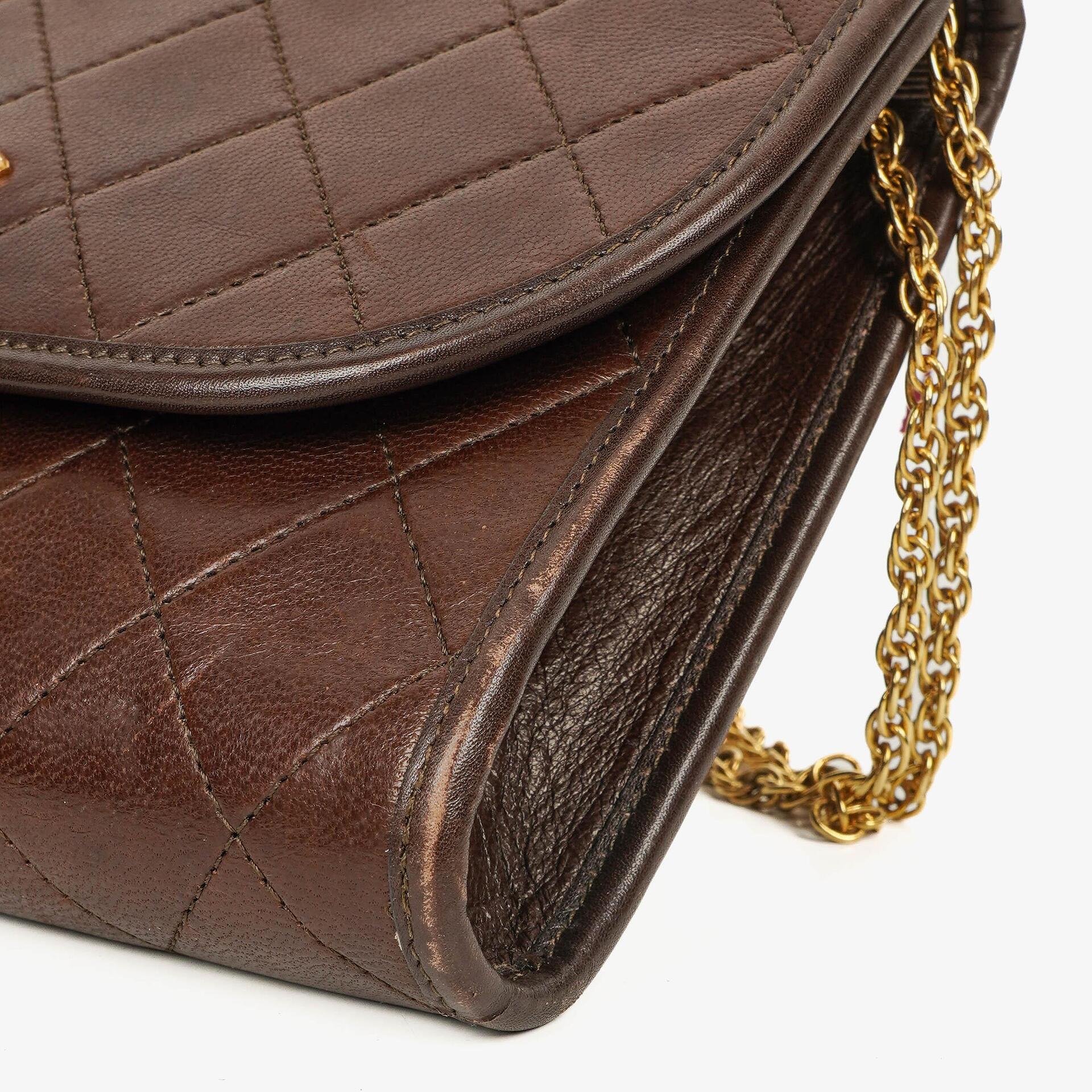 Chanel Mini Flap Bag Brown Quilted Lambskin With 24K Gold-Plated Hardware