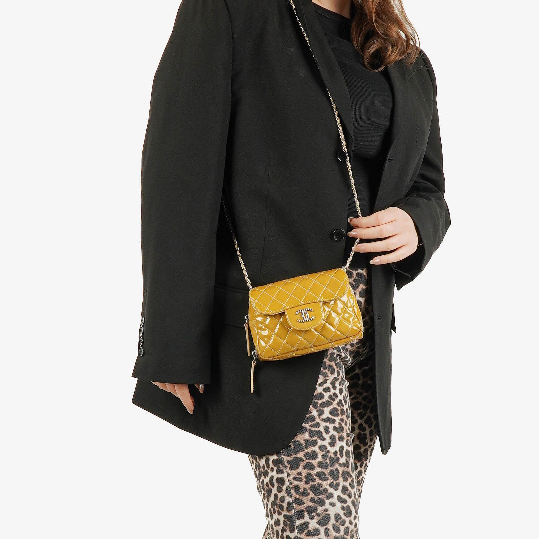 Chanel Mini Rectangular Double-Sided Flap Bag In Quilted Patent Leather
