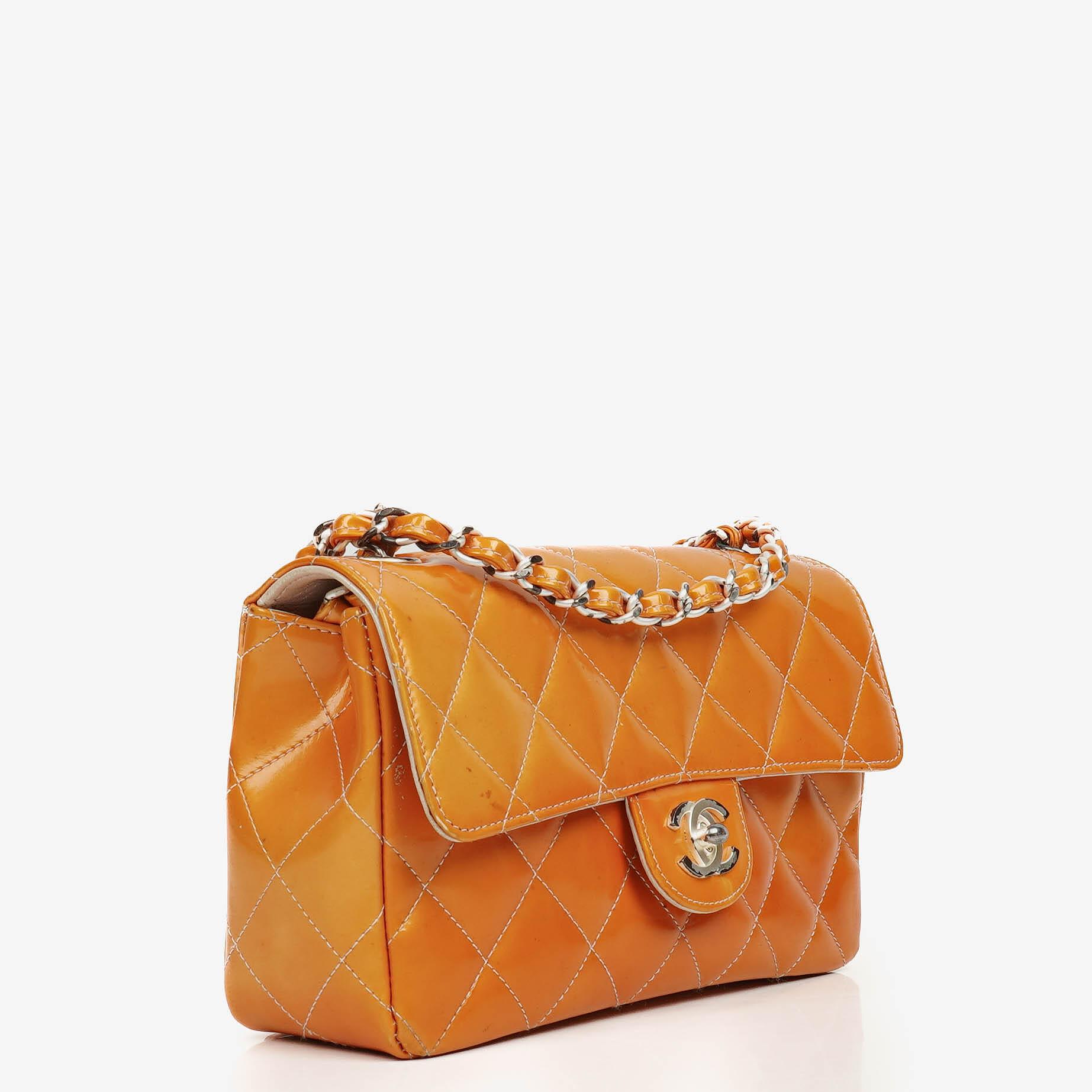 Chanel Mini Rectangular Flap Bag In Quilted Patent Leather