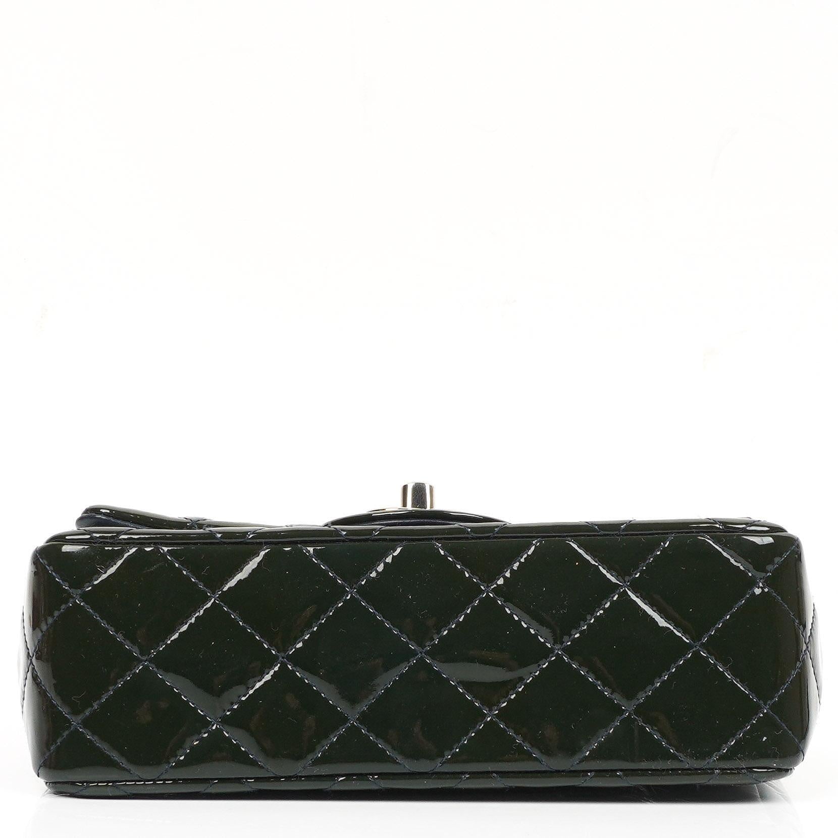 Chanel Mini Rectangular Flap Bag In Quilted Patent Leather With Silver-Tone Hardware,2013-2014