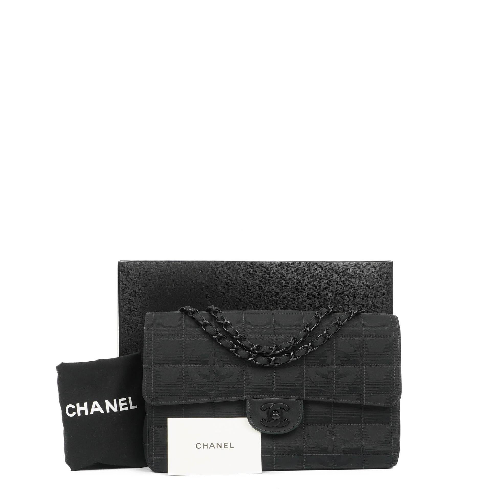Chanel Nylon Travel Line Medium Classic Flap Bag So Black