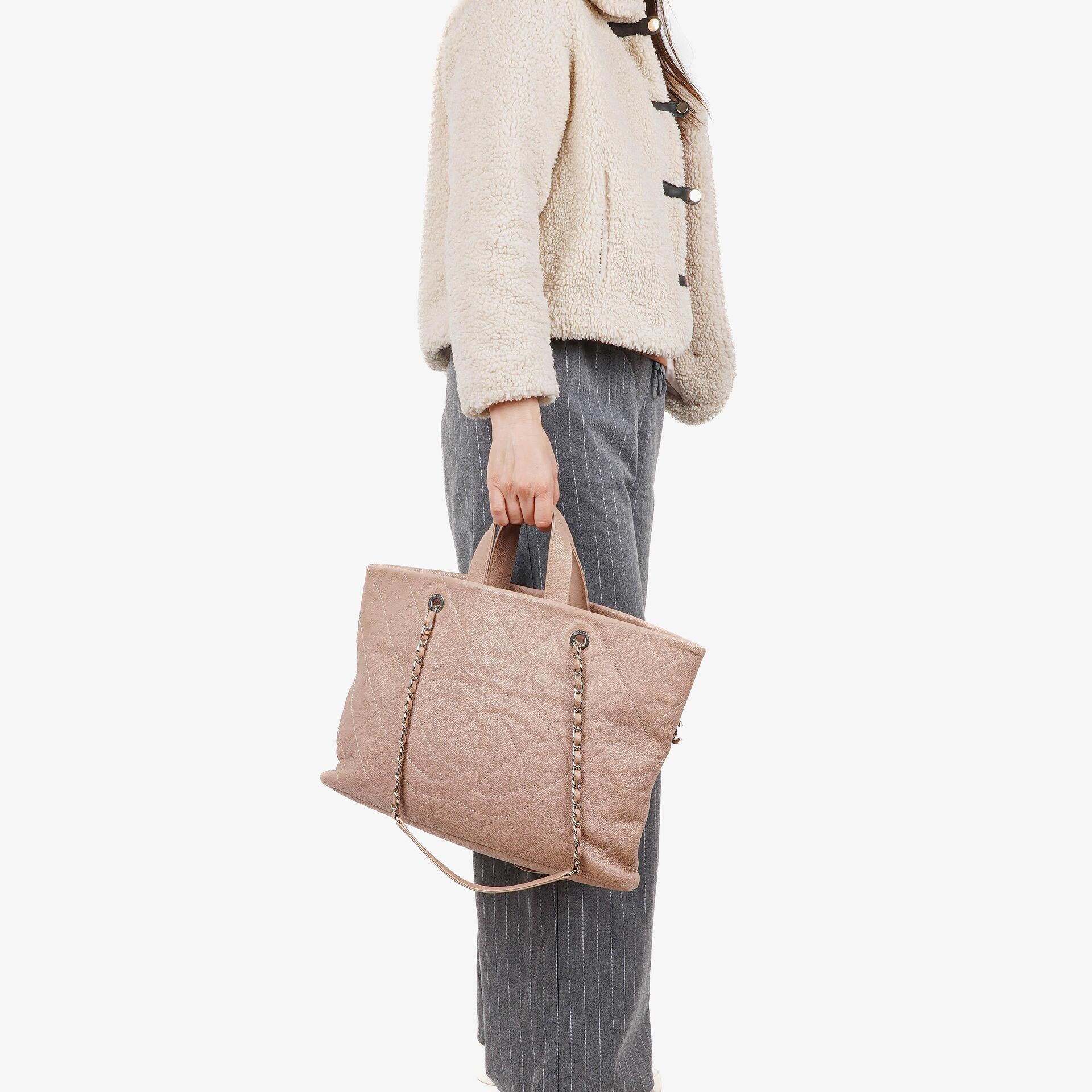 Chanel Quilted Caviar Shopping Tote Bag