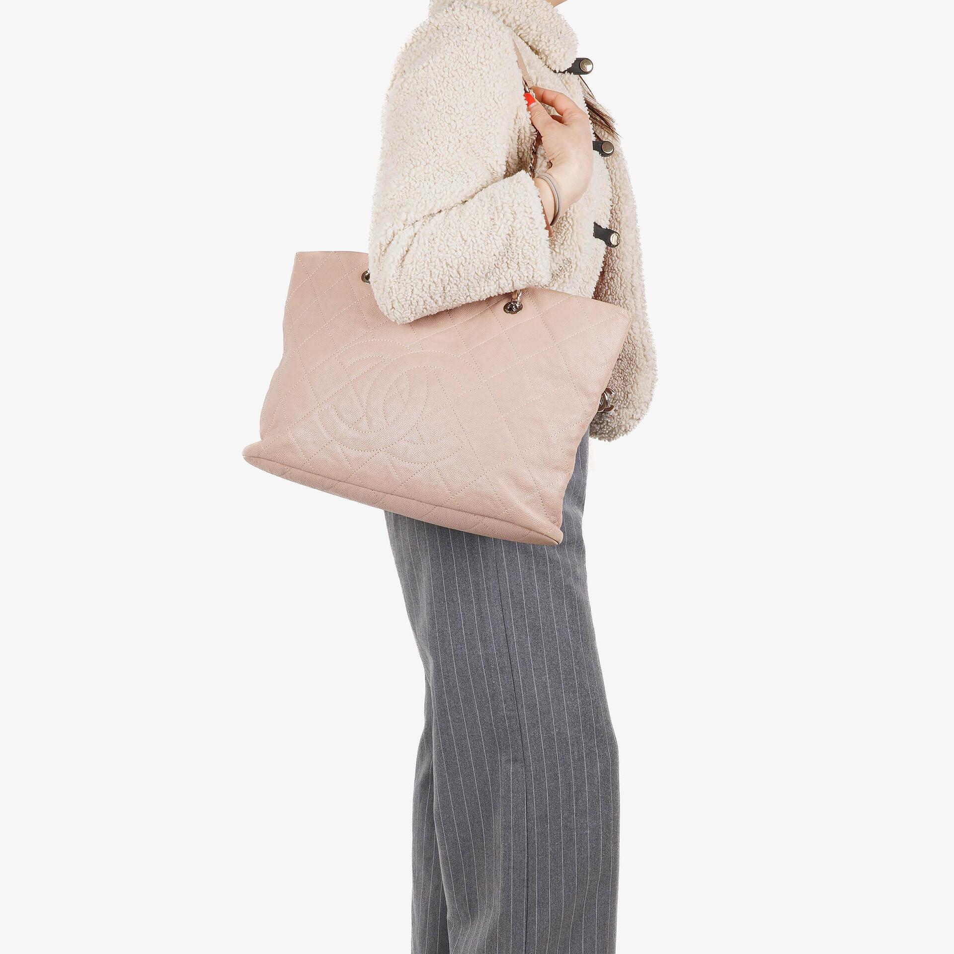 Chanel Quilted Caviar Shopping Tote Bag