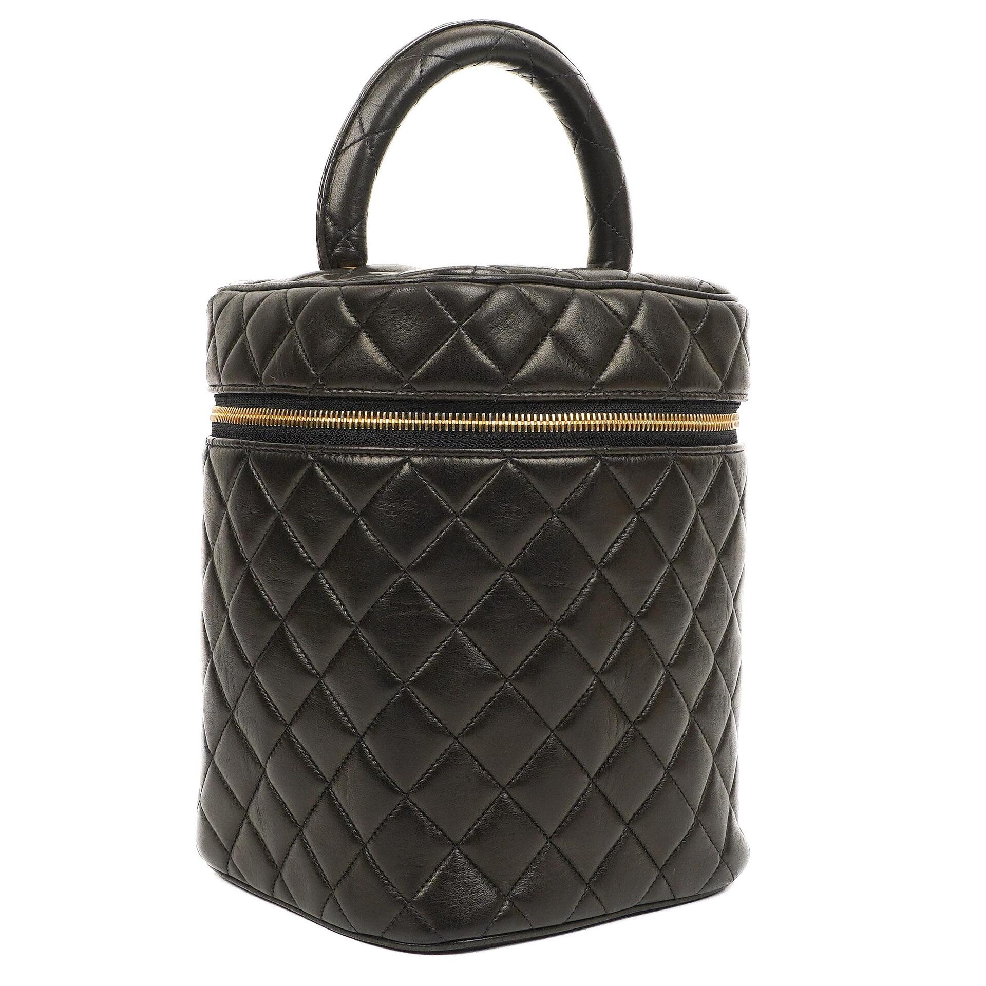 Chanel Dark Brown Quilted Leather Vanity Case
