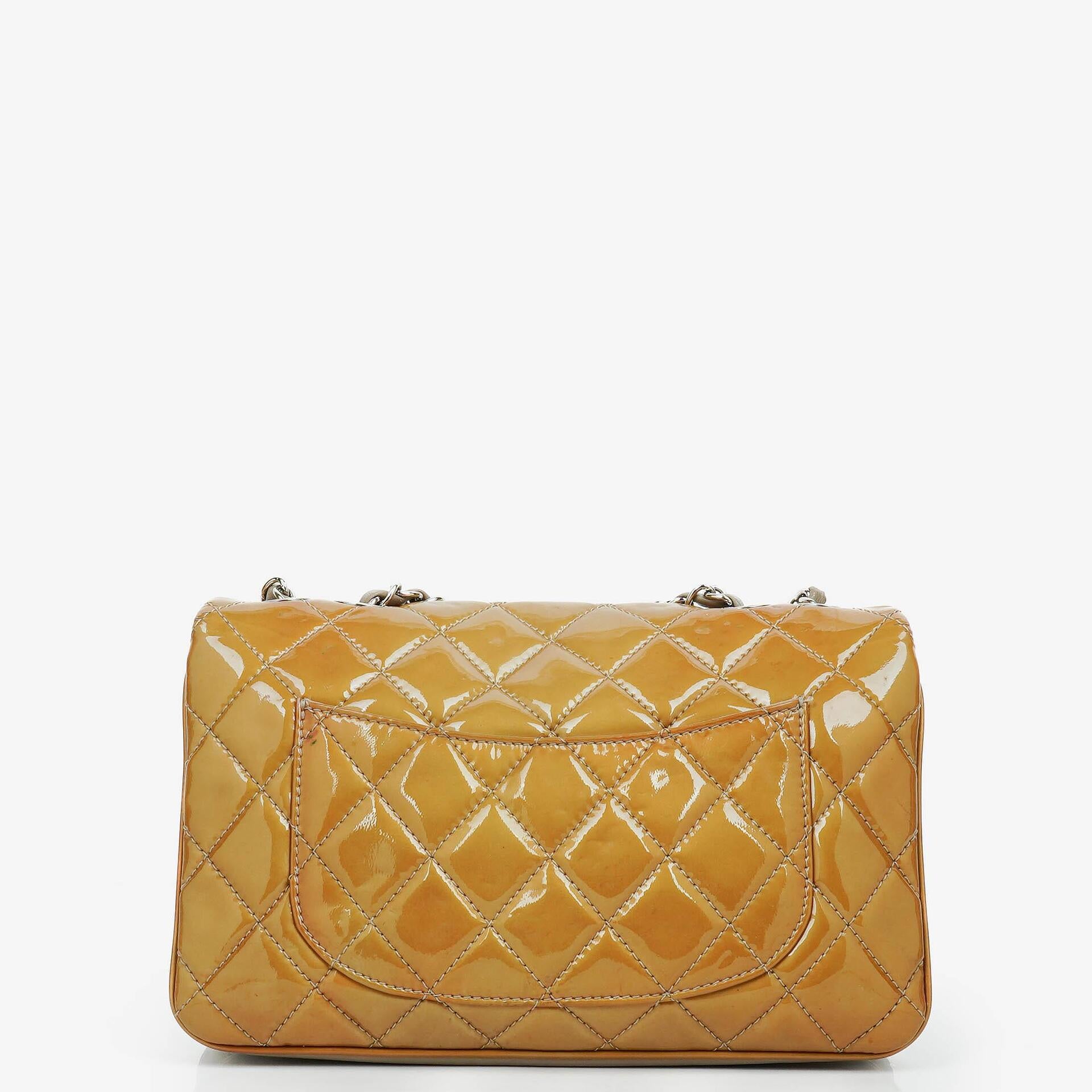 Chanel Quilted Patent Leather Flap Bag With Silver-Tone Hardware