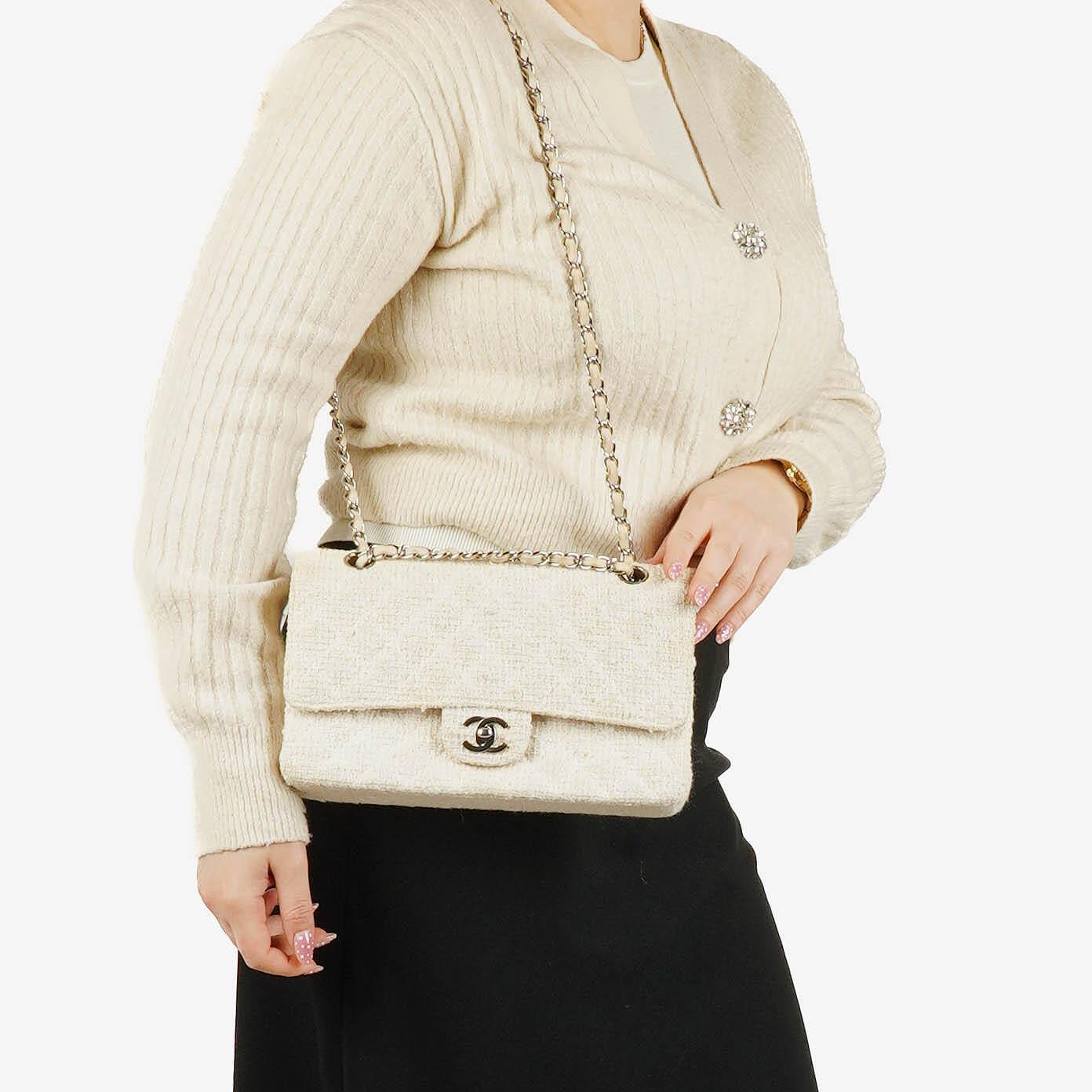 Chanel Quilted Tweed Medium Double Flap Bag