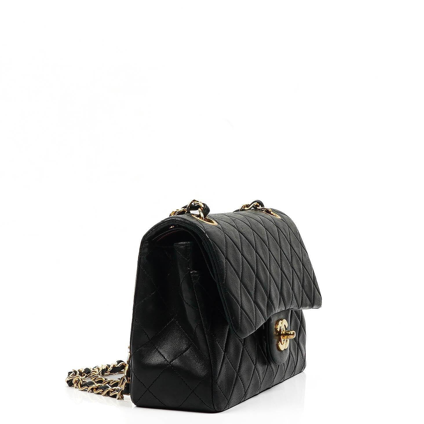 Chanel Small Classic Double Flap Bag In Black Quilted Lambskin With 24K Gold-Plated Hardware