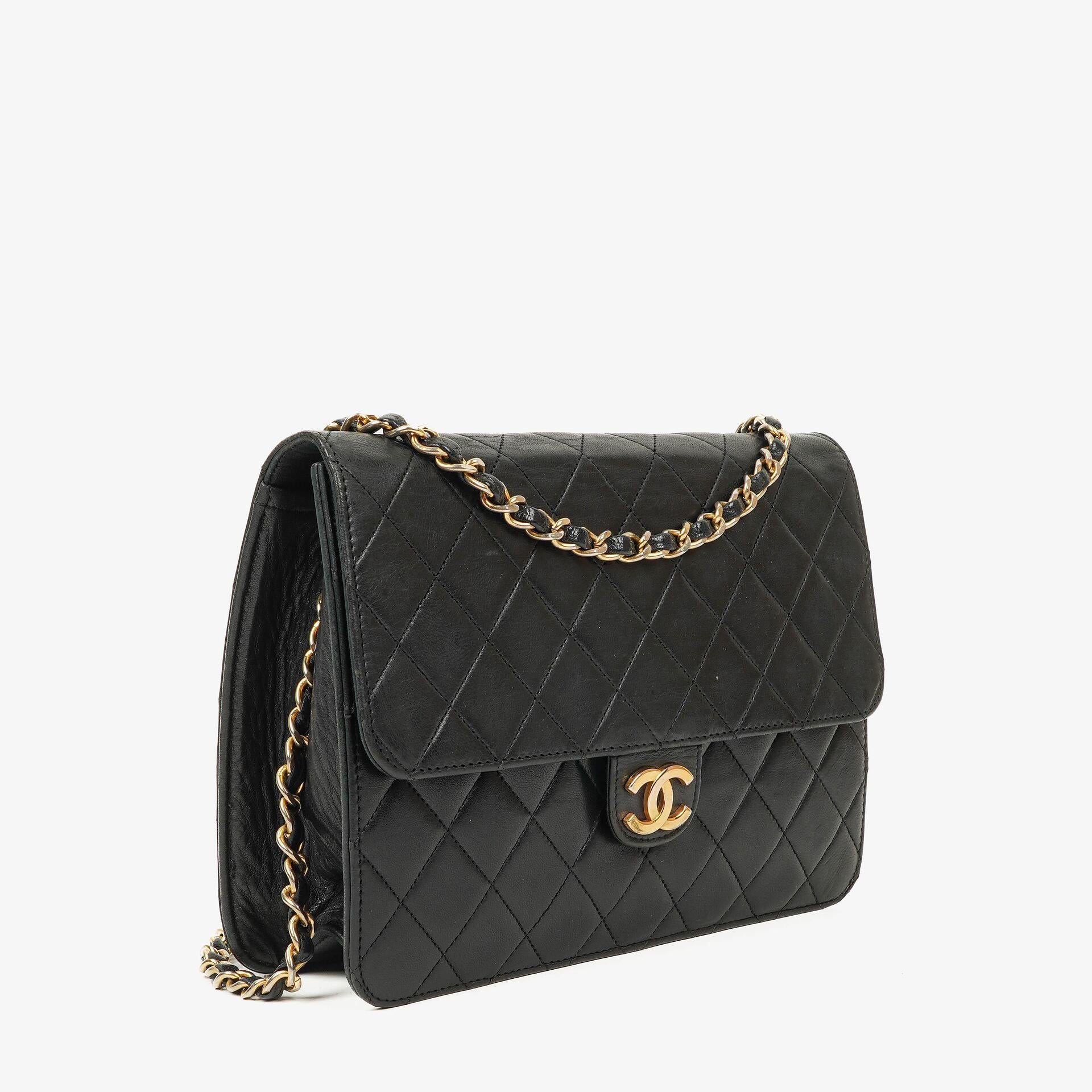 Chanel Small Classic Single Flap Bag Black Quilted Lambskin With 24K Gold-Plated Hardware