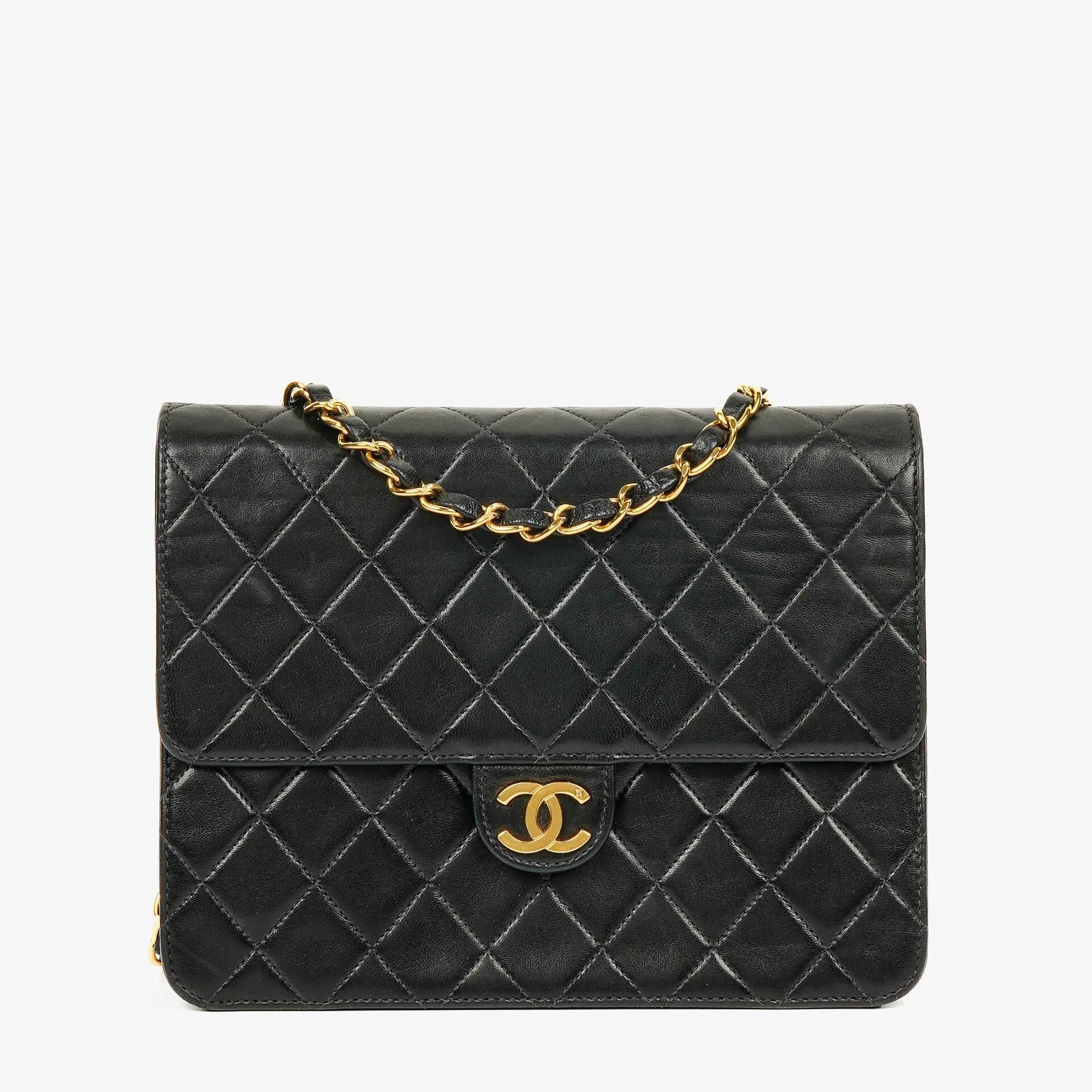 Chanel Small Classic Single Flap Bag Black Quilted Lambskin With 24K Gold-Plated Hardware