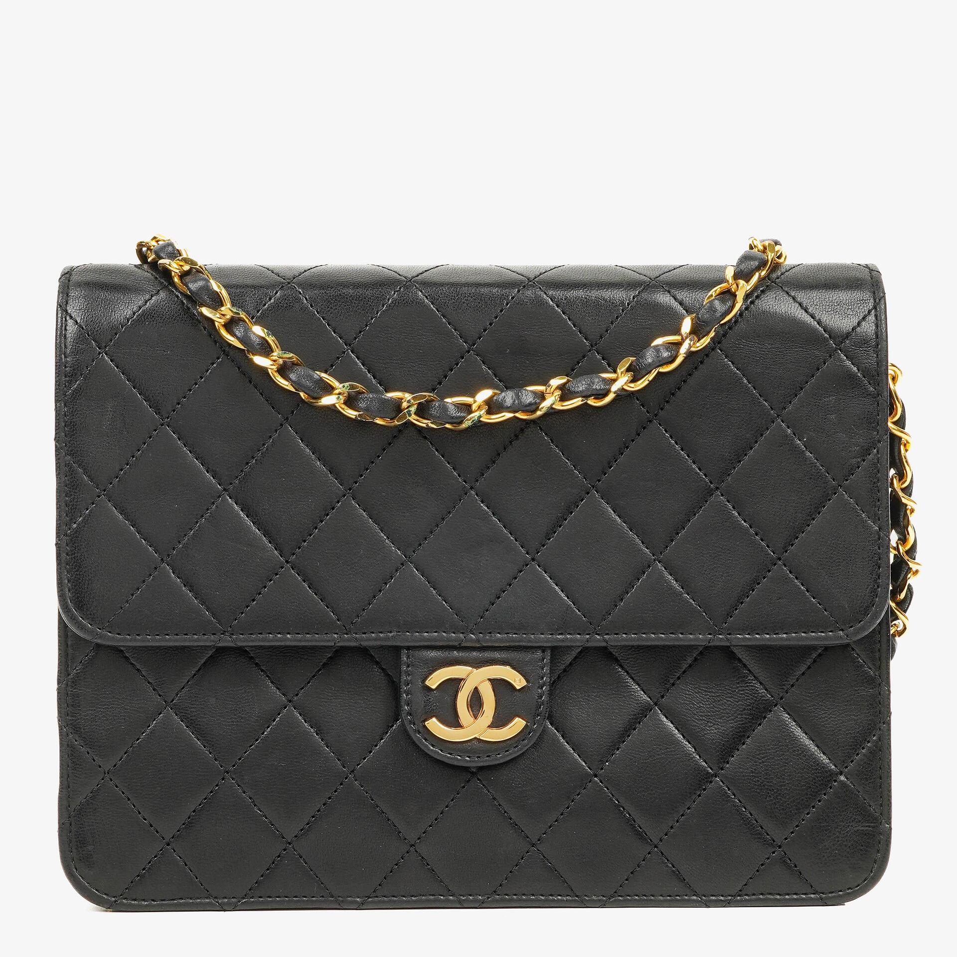 Chanel Small Classic Single Flap Bag Black Quilted Lambskin With 24K Gold-Plated Hardware