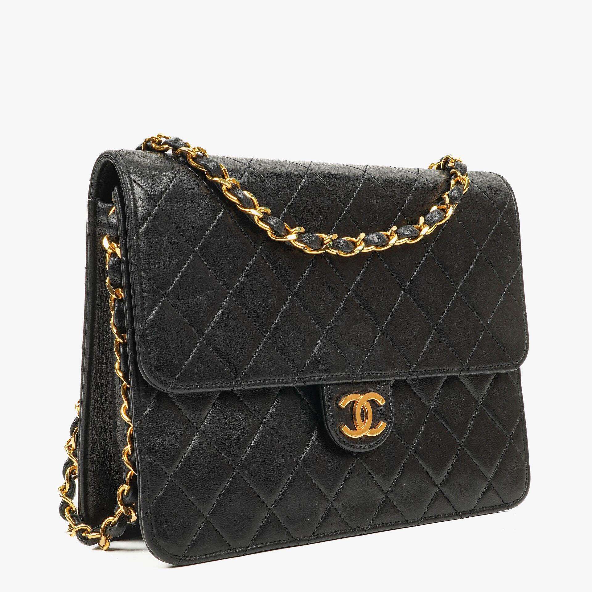 Chanel Small Classic Single Flap Bag Black Quilted Lambskin With 24K Gold-Plated Hardware