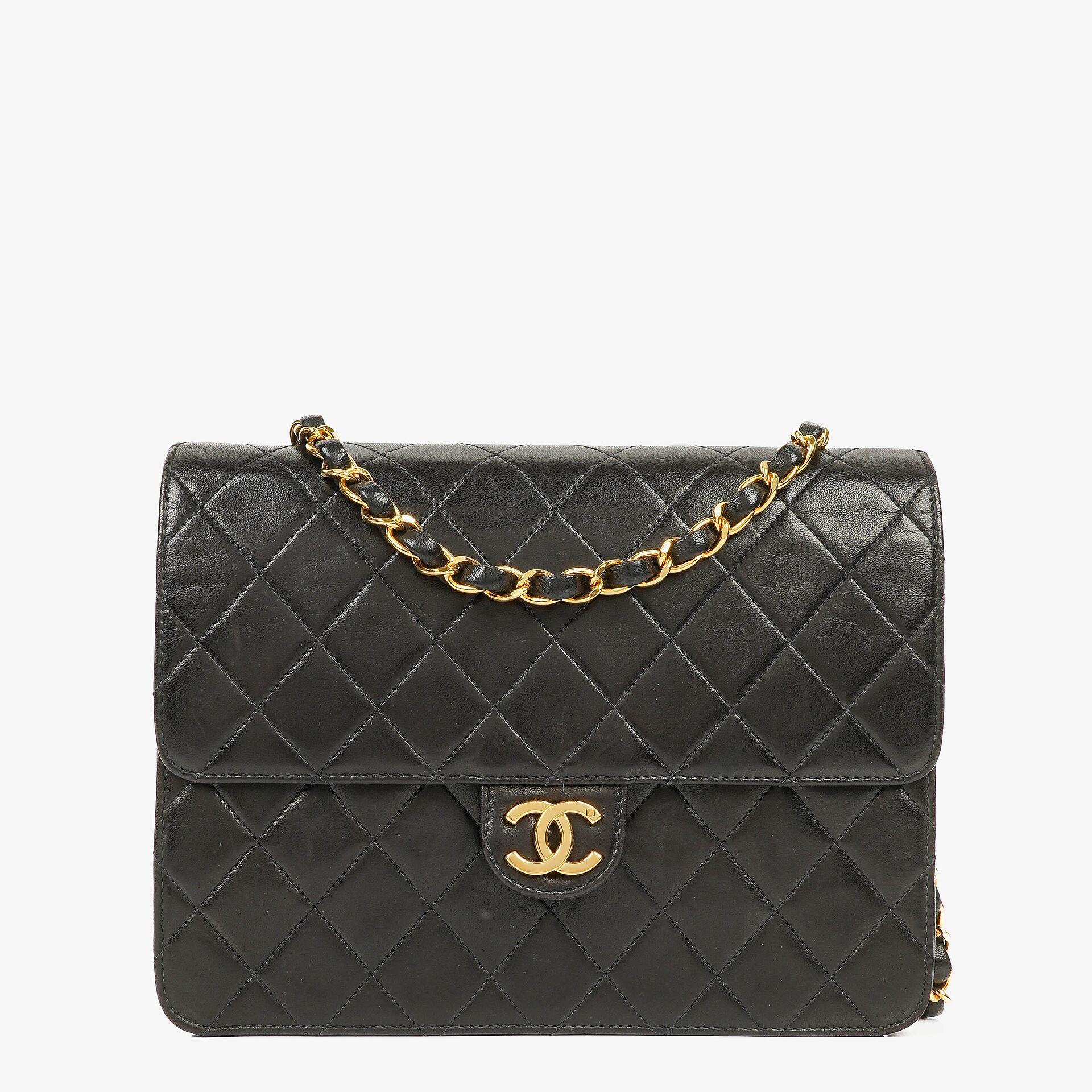 Chanel Small Classic Single Flap Bag Black Quilted Lambskin With 24K Gold-Plated Hardware