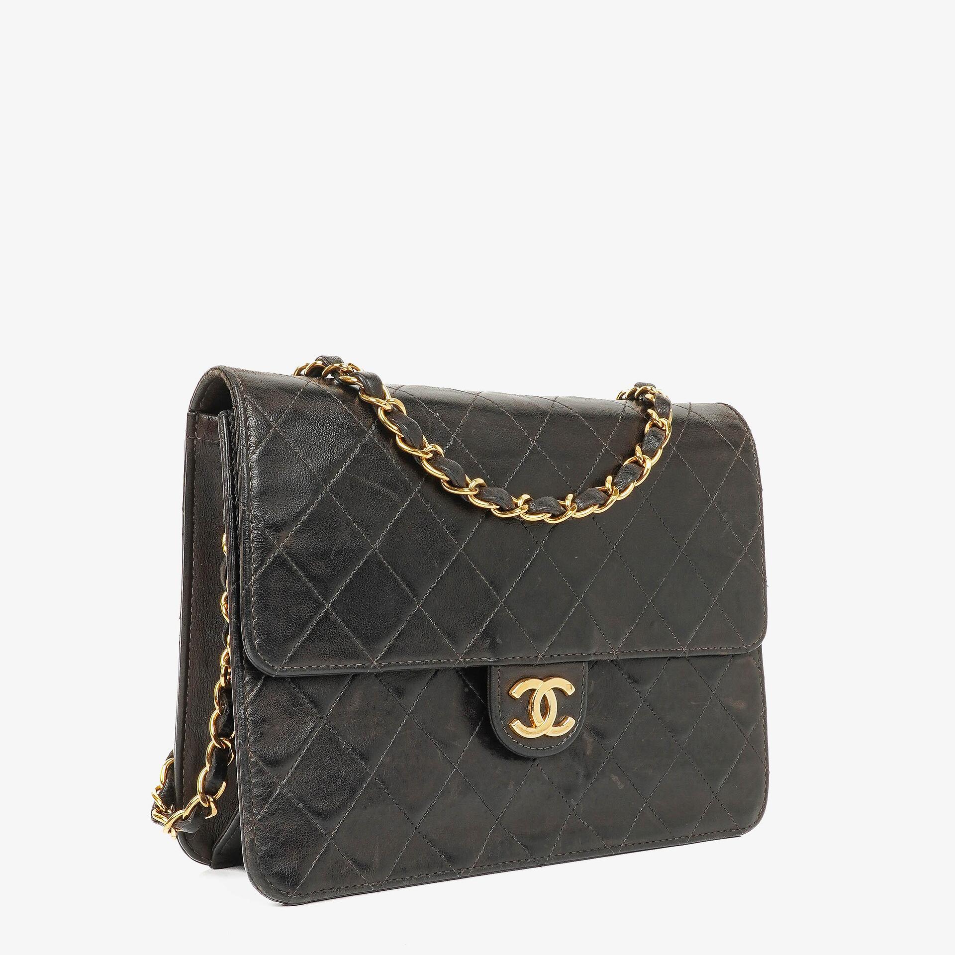 Chanel Small Classic Single Flap Bag In Black Quilted Lambskin With 24K Gold-Plated Hardware