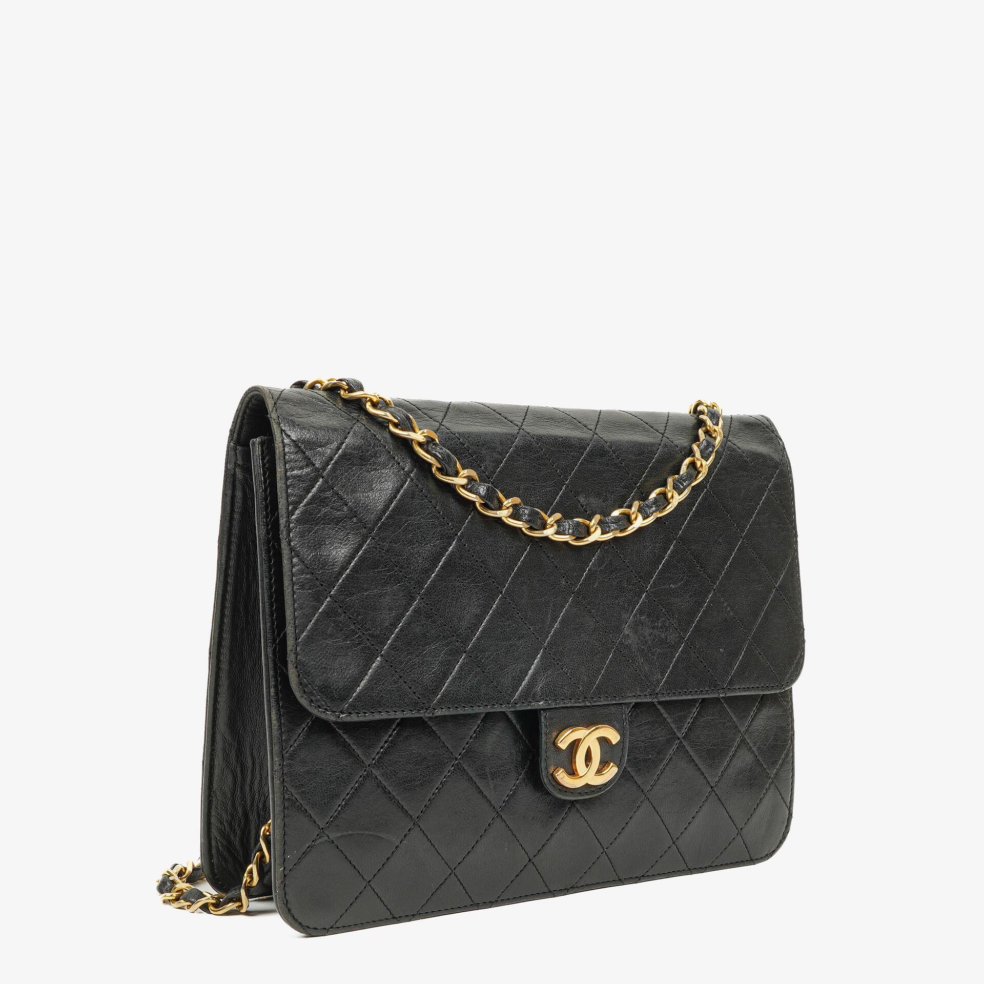 Chanel Small Classic Single Flap Bag In Navy Quilted Lambskin With 24K Gold-Plated Hardware