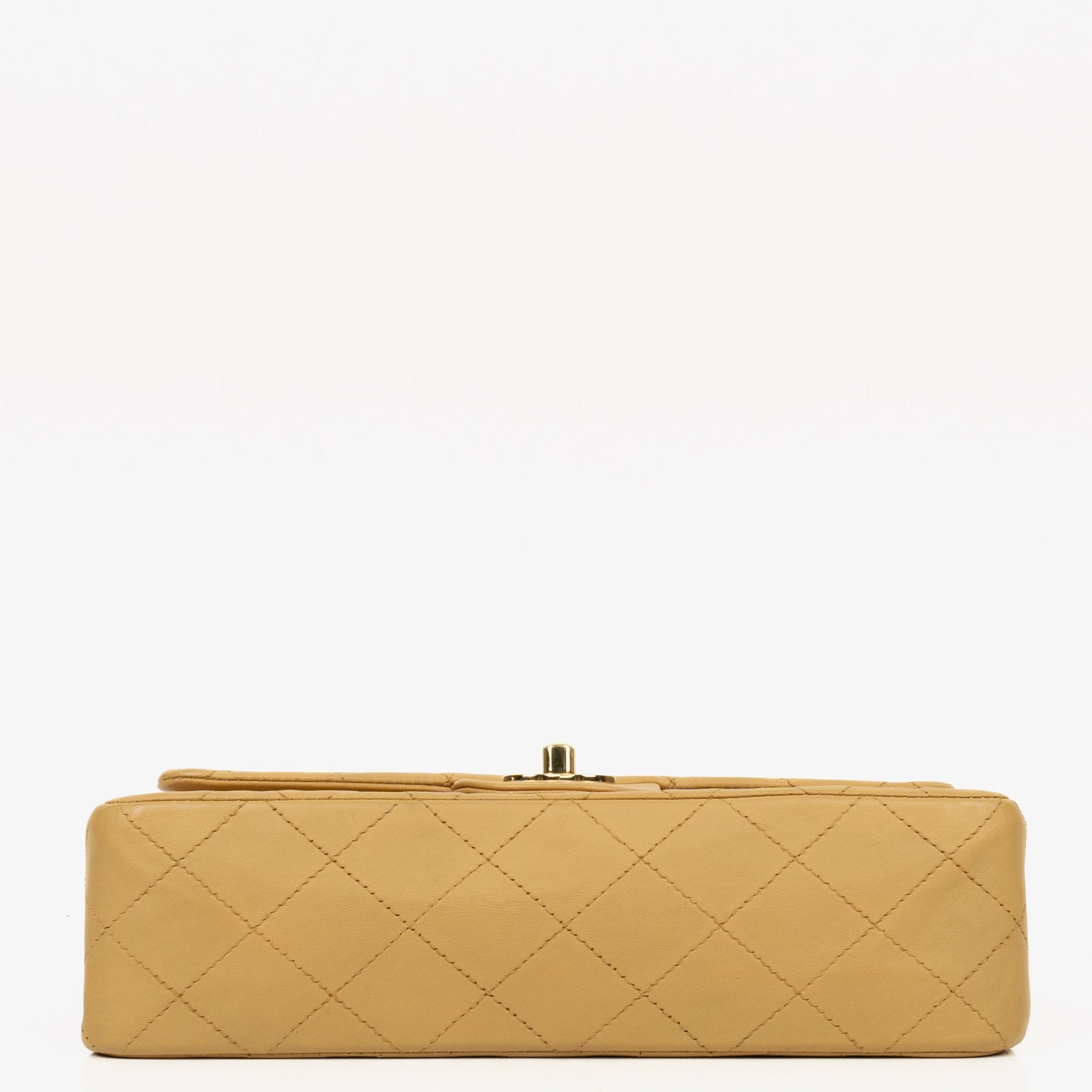 Chanel Small Classic Vintage Double Flap Bag Beige Quilted Lambskin 24K Gold-Plated Hardware