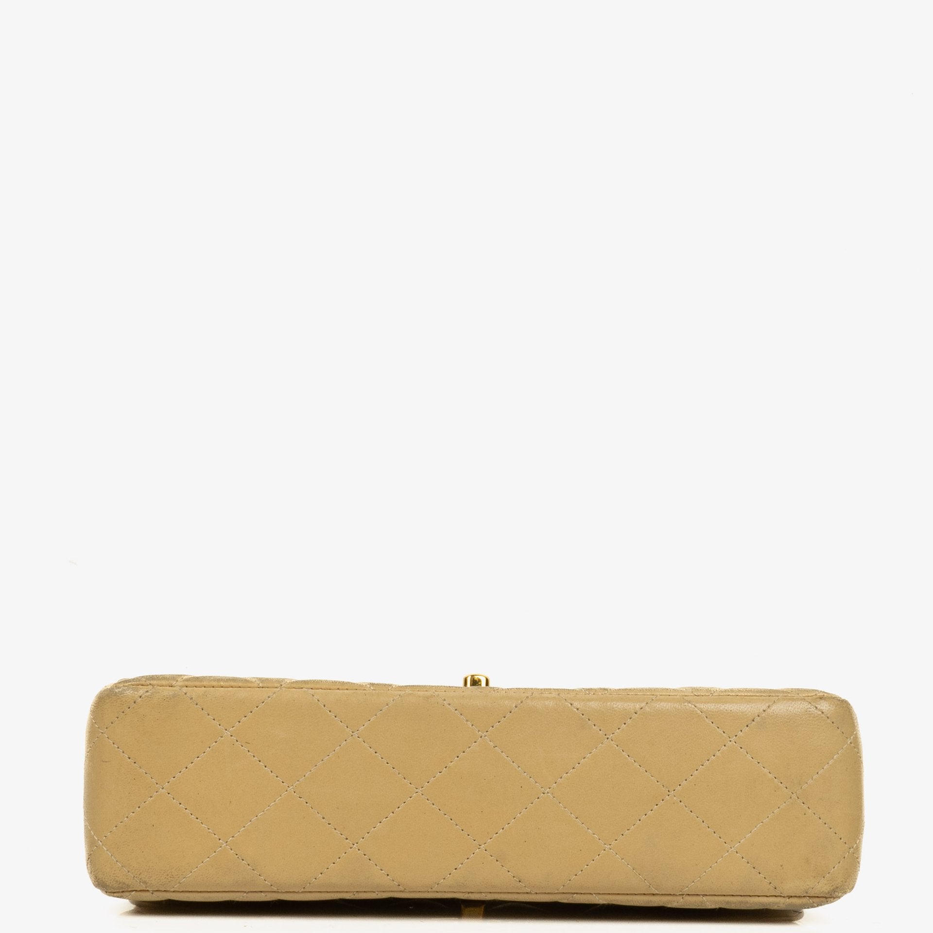 Chanel Small Double Sided Flap Bag Beige Quilted Lambskin 24K Gold-Plated Hardware