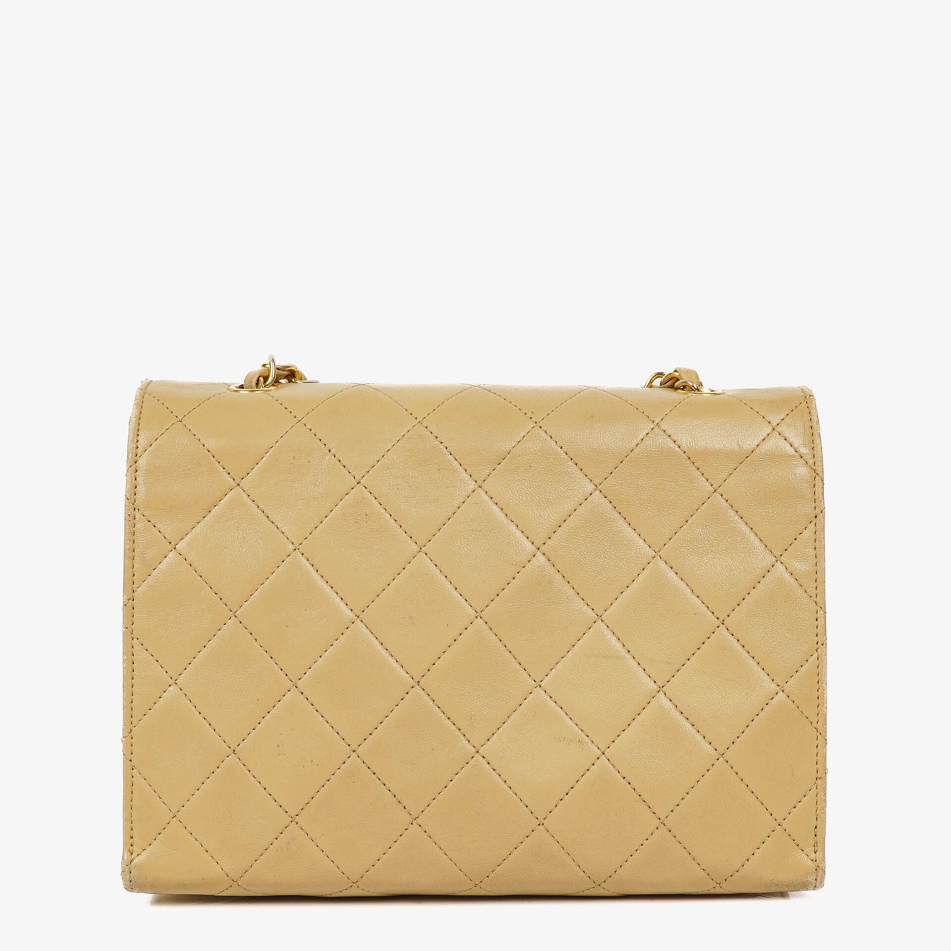 Chanel Small Envelope Maxi CC Logo Flap Bag Beige Quilted Lambskin With 24K Gold-Plated Hardware