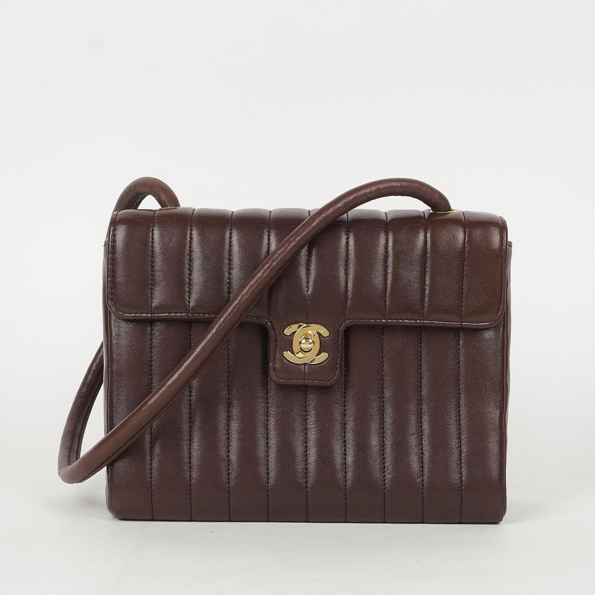 Chanel Small Vintage Classic Flap Bag In Chocolate Brown Vertical Quilted Lambskin And 24K Gold-Plated Hardware