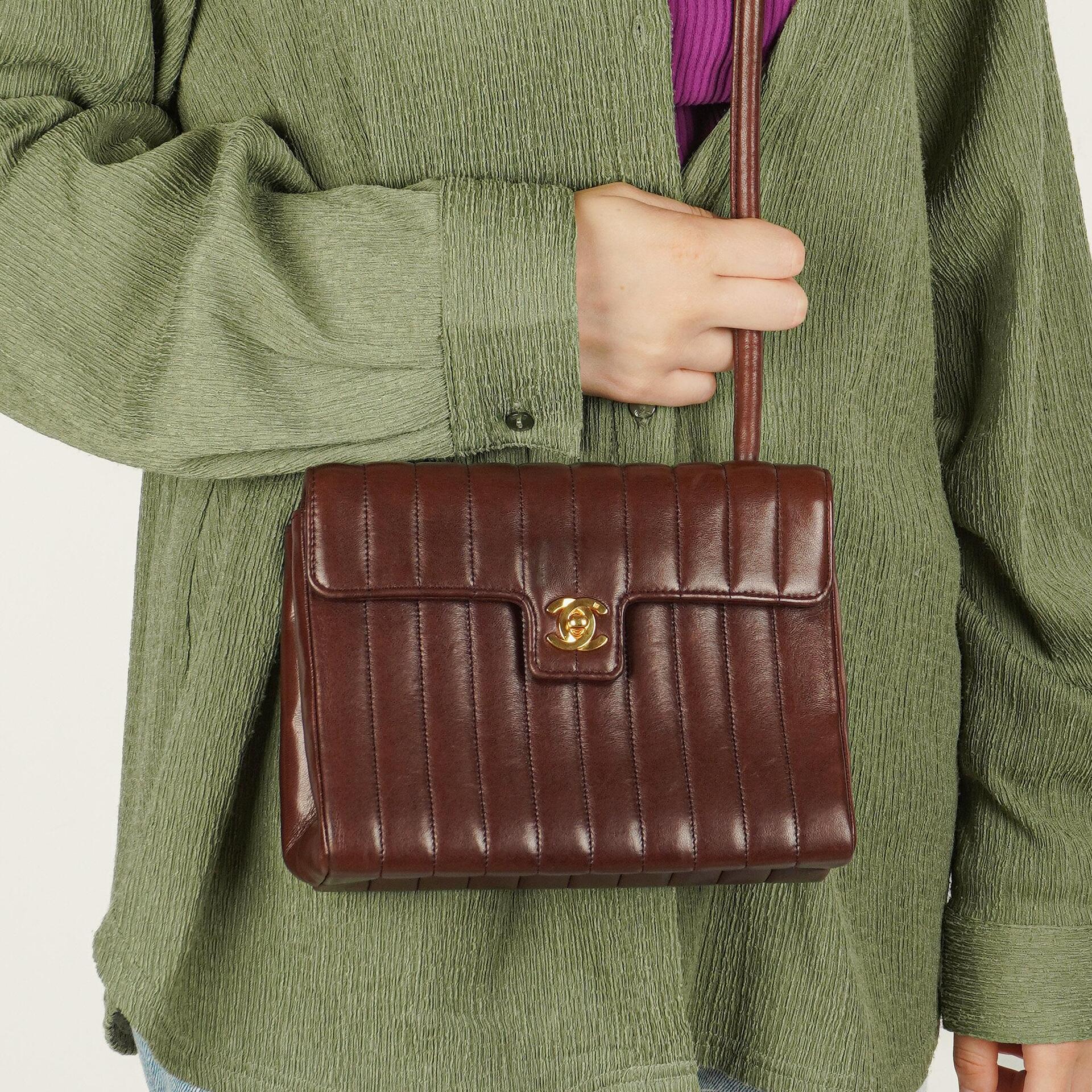Chanel Small Vintage Classic Flap Bag In Chocolate Brown Vertical Quilted Lambskin And 24K Gold-Plated Hardware