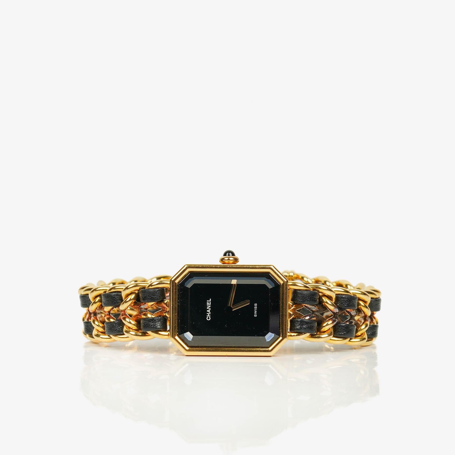 Chanel Stainless Steel Lambskin 20mm Chain Premiere Quartz Watch Gold L