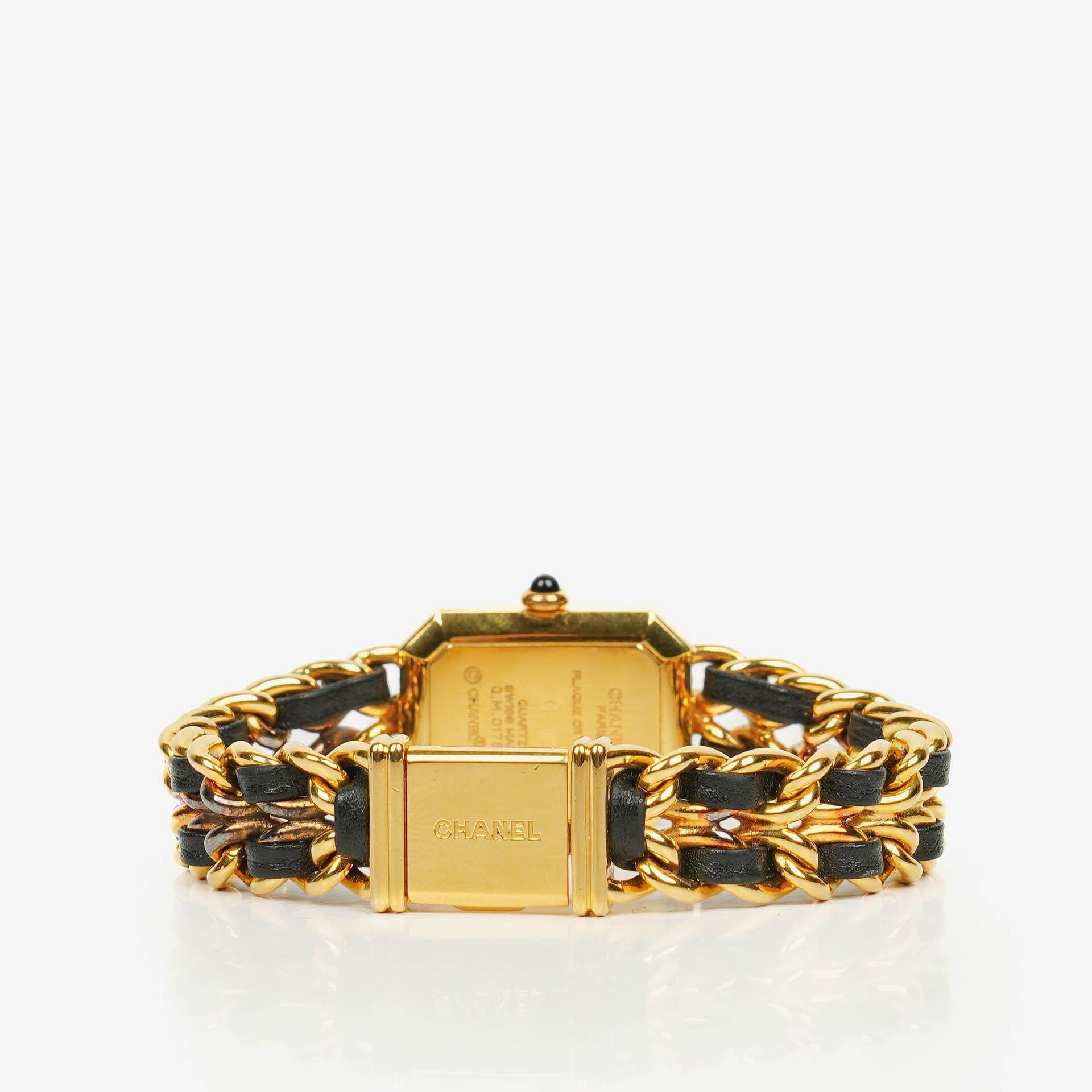 Chanel Stainless Steel Lambskin 20mm Chain Premiere Quartz Watch Gold L