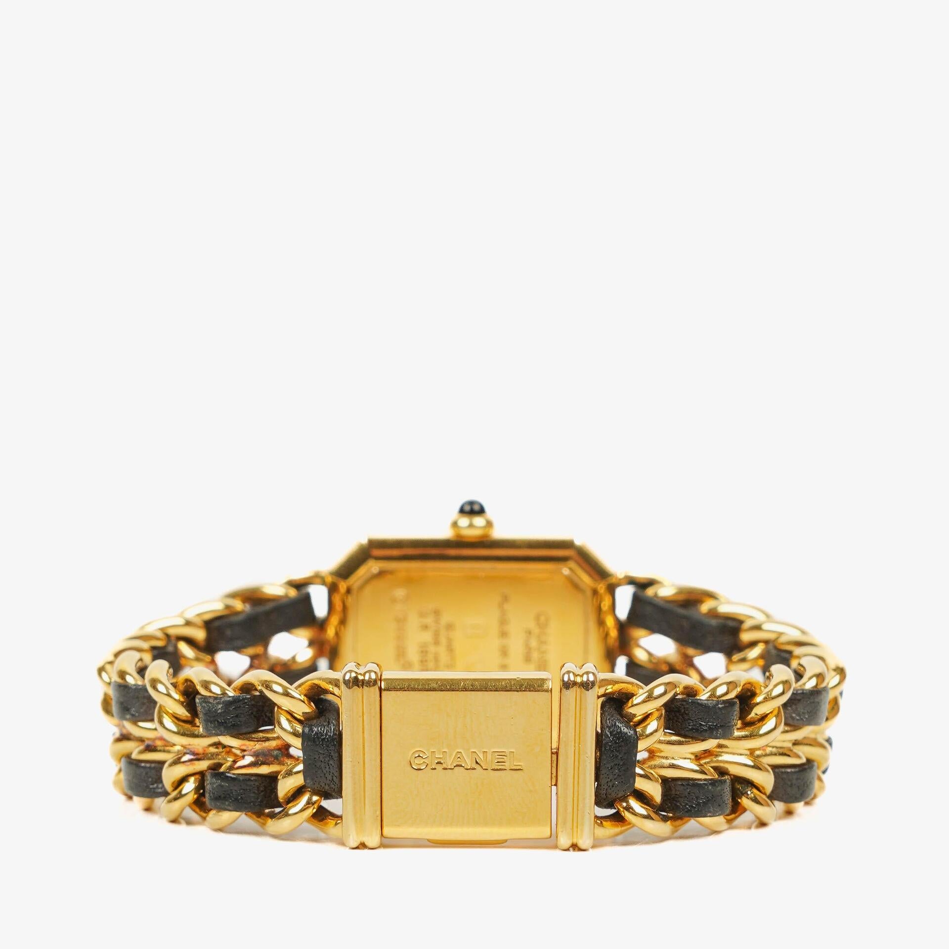 Chanel Stainless Steel Lambskin 20mm Chain Premiere Quartz Watch Gold M