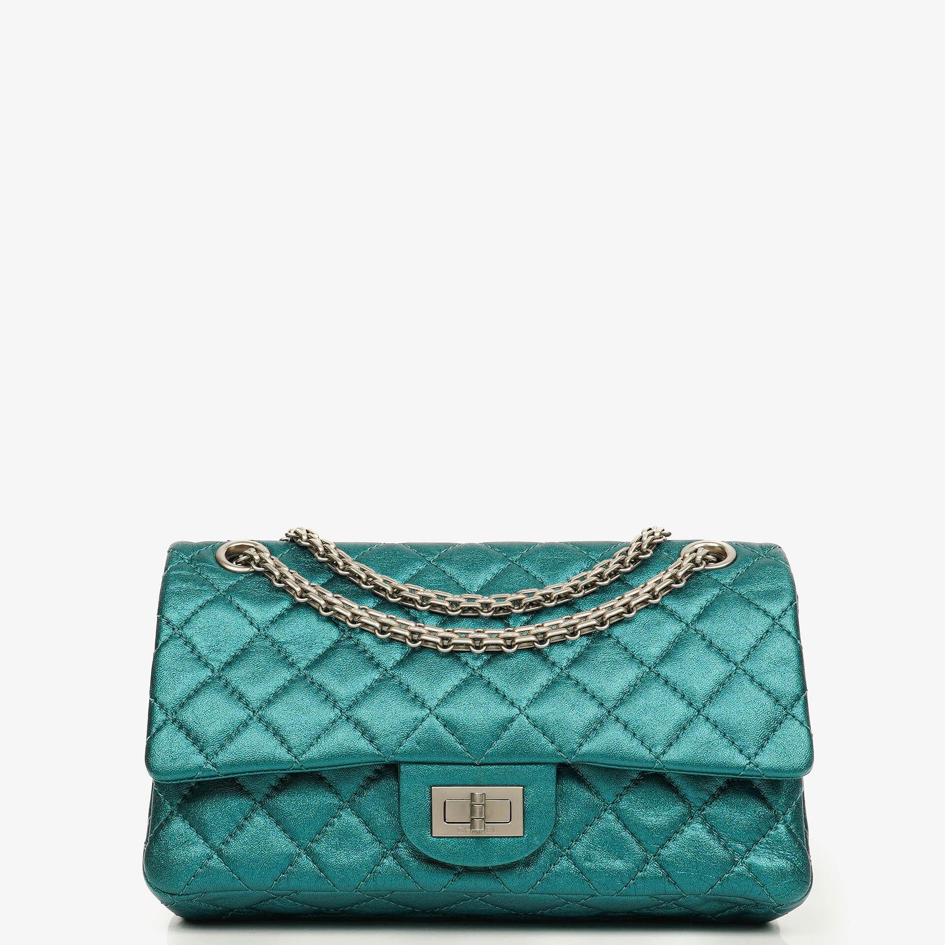 Chanel Turquoise Metallic 2.55 Reissue 225 Double Flap Bag