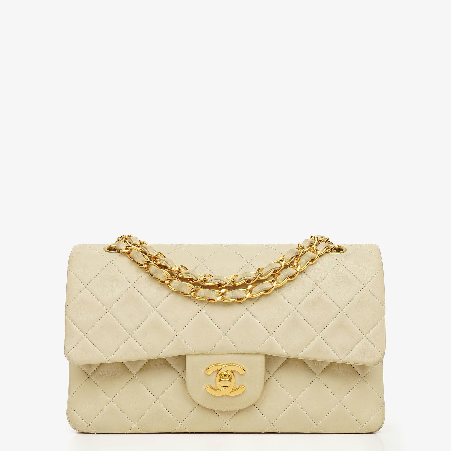 Chanel Vintage Classic Double Flap Bag in Quilted Lambskin with 24K Gold-Plated Hardware