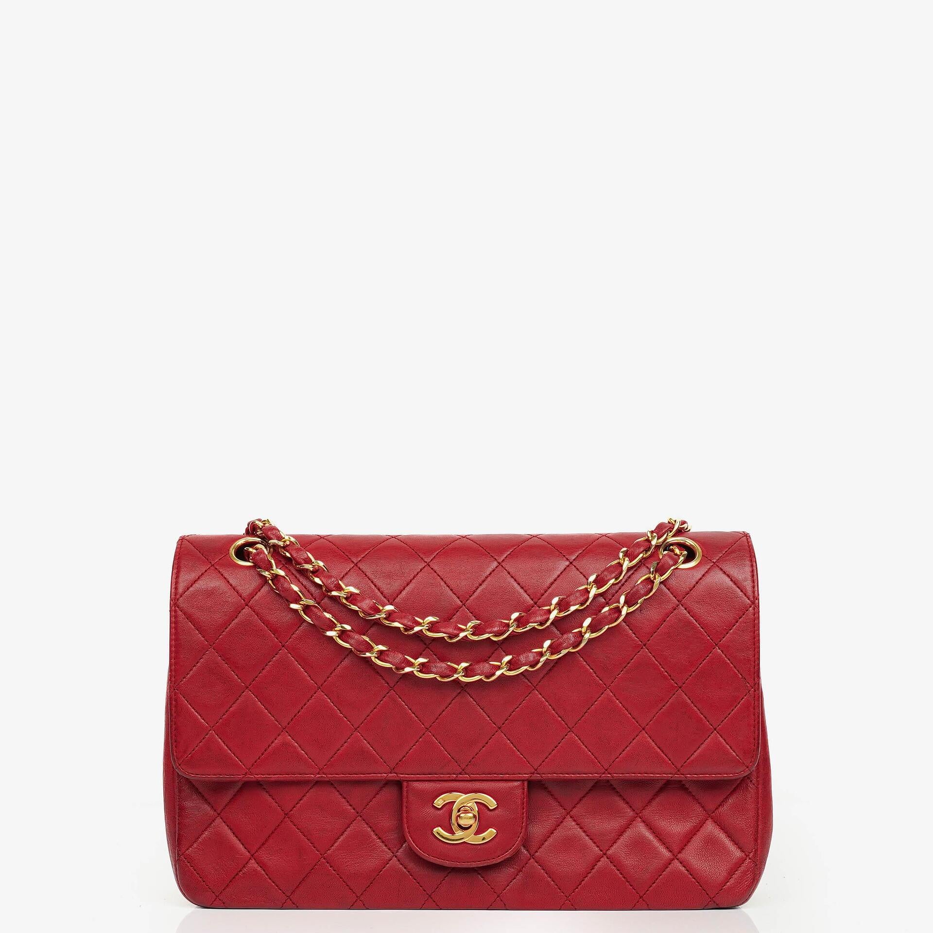 Chanel Vintage Classic Double Flap Bag in Quilted Lambskin with 24K Gold-Plated Hardware