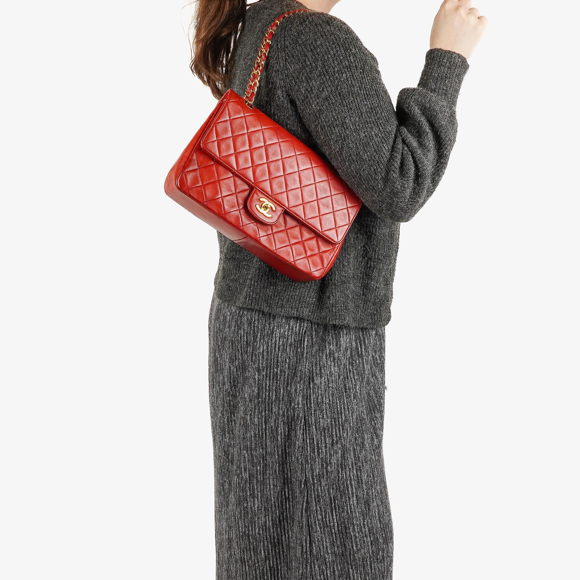 Chanel Vintage Classic Double Flap Bag in Quilted Lambskin with 24K Gold-Plated Hardware