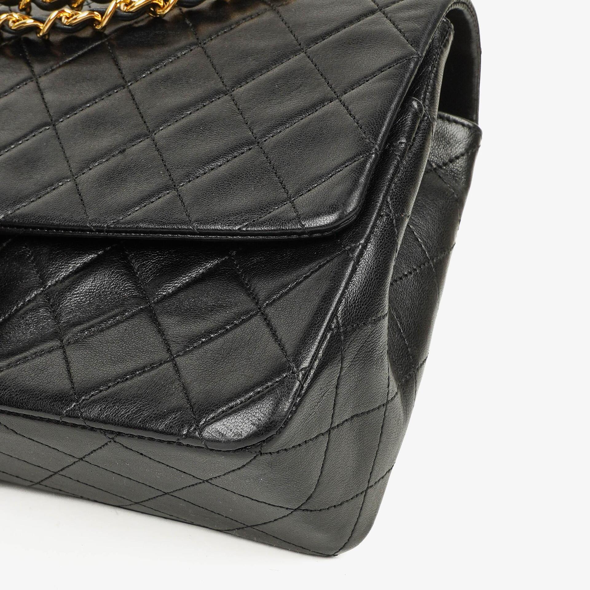 Chanel Vintage Classic Single Flap Bag In Black Quilted Lambskin With 24K Gold-Plated Hardware