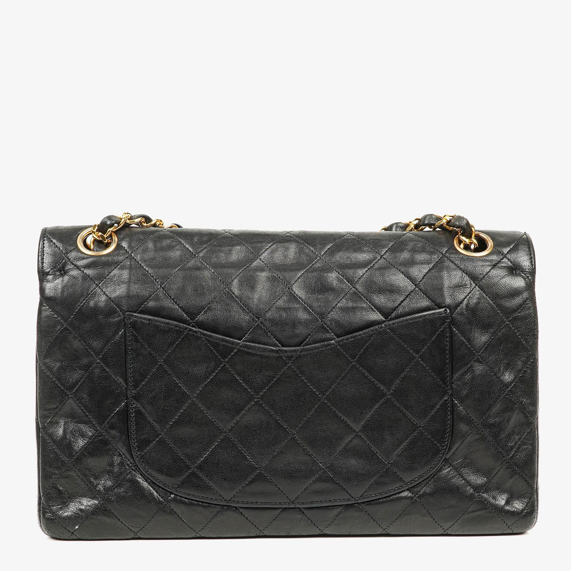 Chanel Vintage Medium Classic Double Flap Bag Black Quilted Lambskin 24K Gold-Plated Hardware