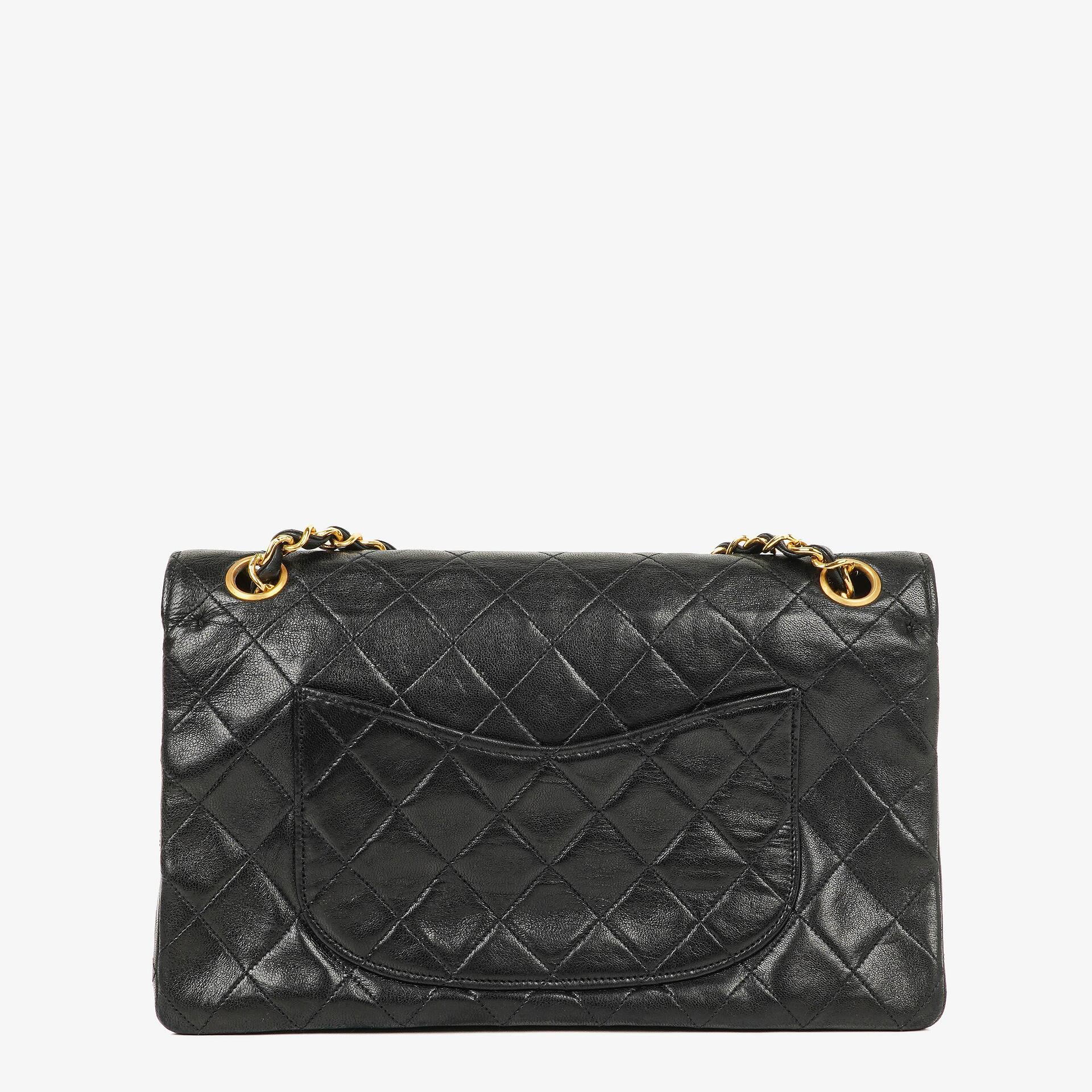 Chanel Vintage Medium Classic Double Flap Bag Black Quilted Lambskin 24K Gold-Plated Hardware