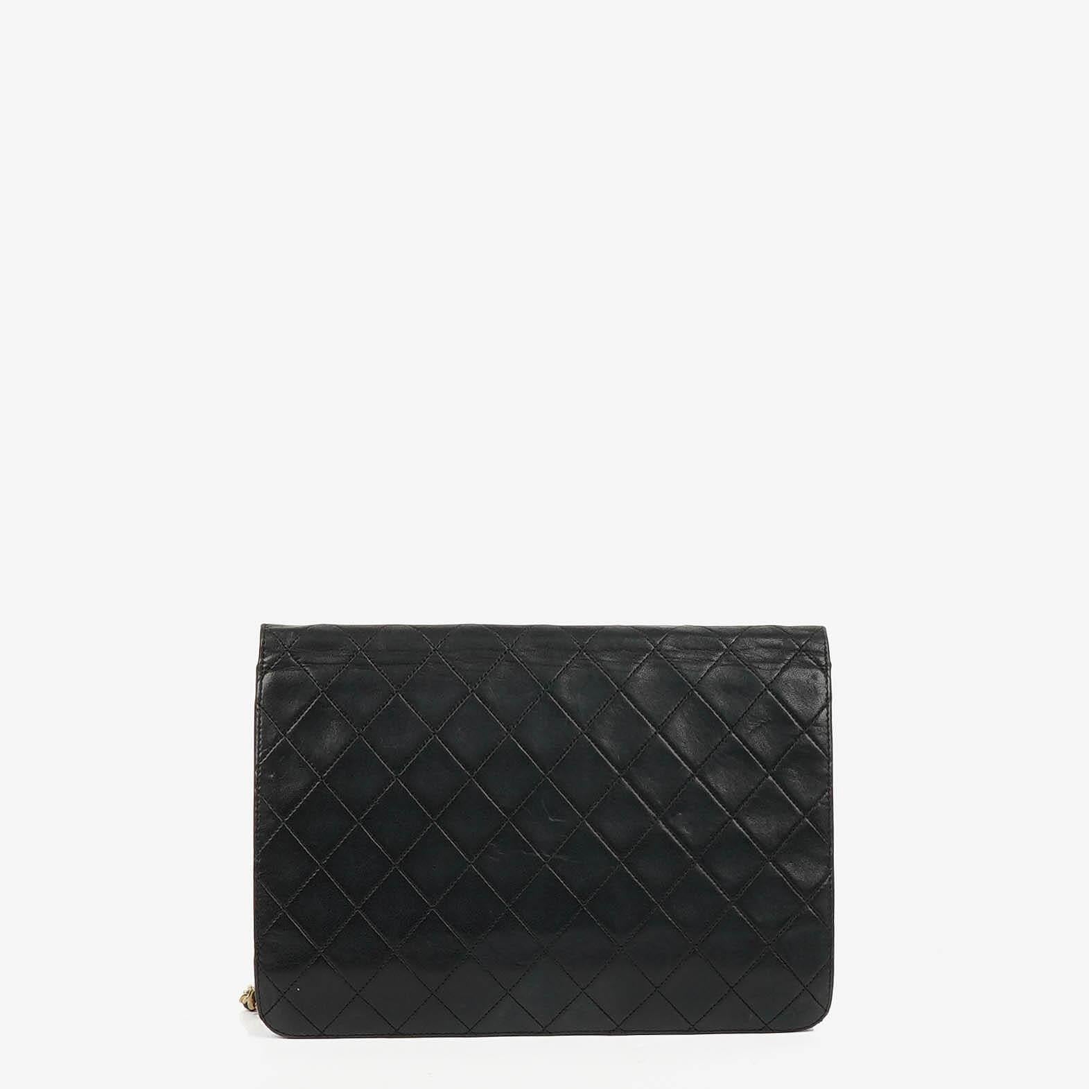 Chanel Vintage Medium Classic Single Flap Bag Black Quilted Lambskin With 24K Gold-Plated Hardware