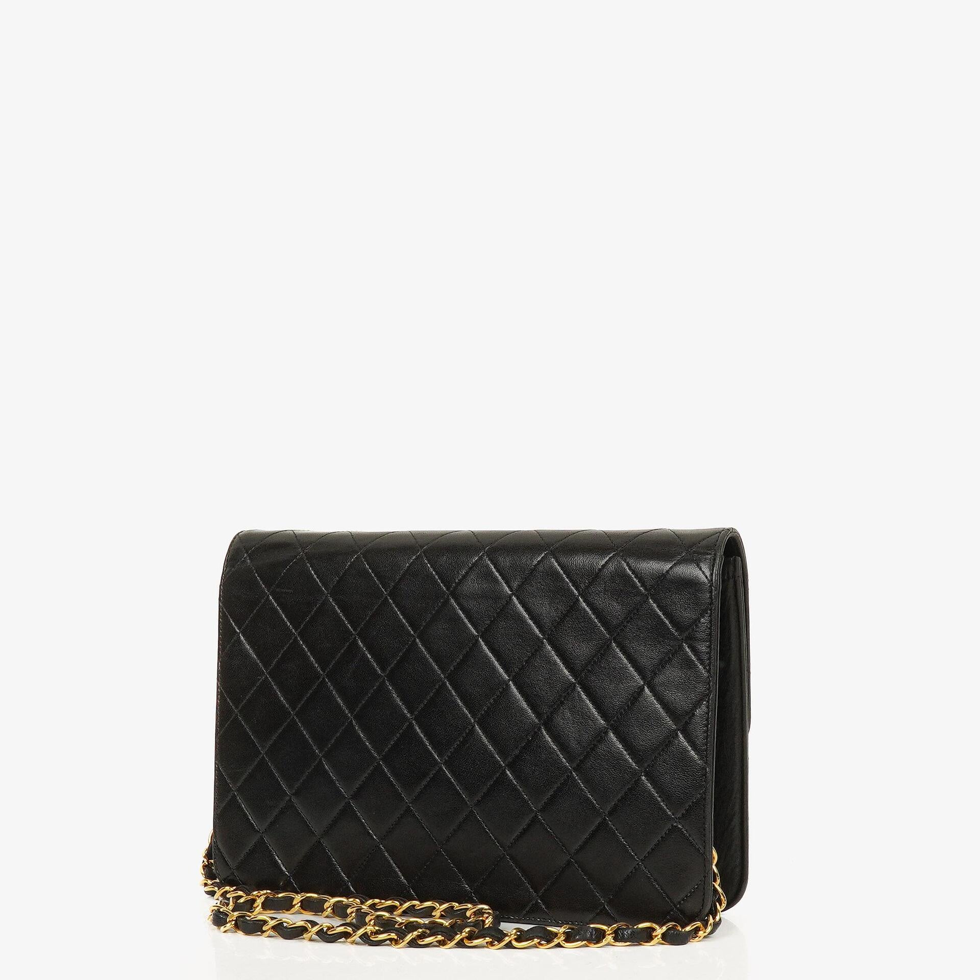 Chanel Vintage Medium Classic Single Flap Bag Black Quilted Lambskin With 24K Gold-Plated Hardware