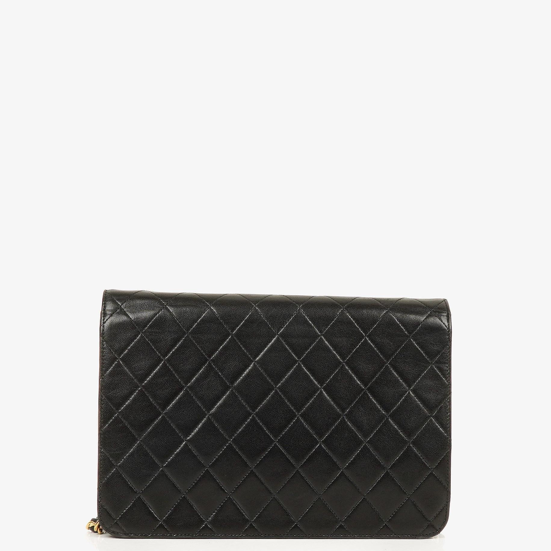 Chanel Vintage Medium Classic Single Flap Bag Black Quilted Lambskin With 24K Gold-Plated Hardware