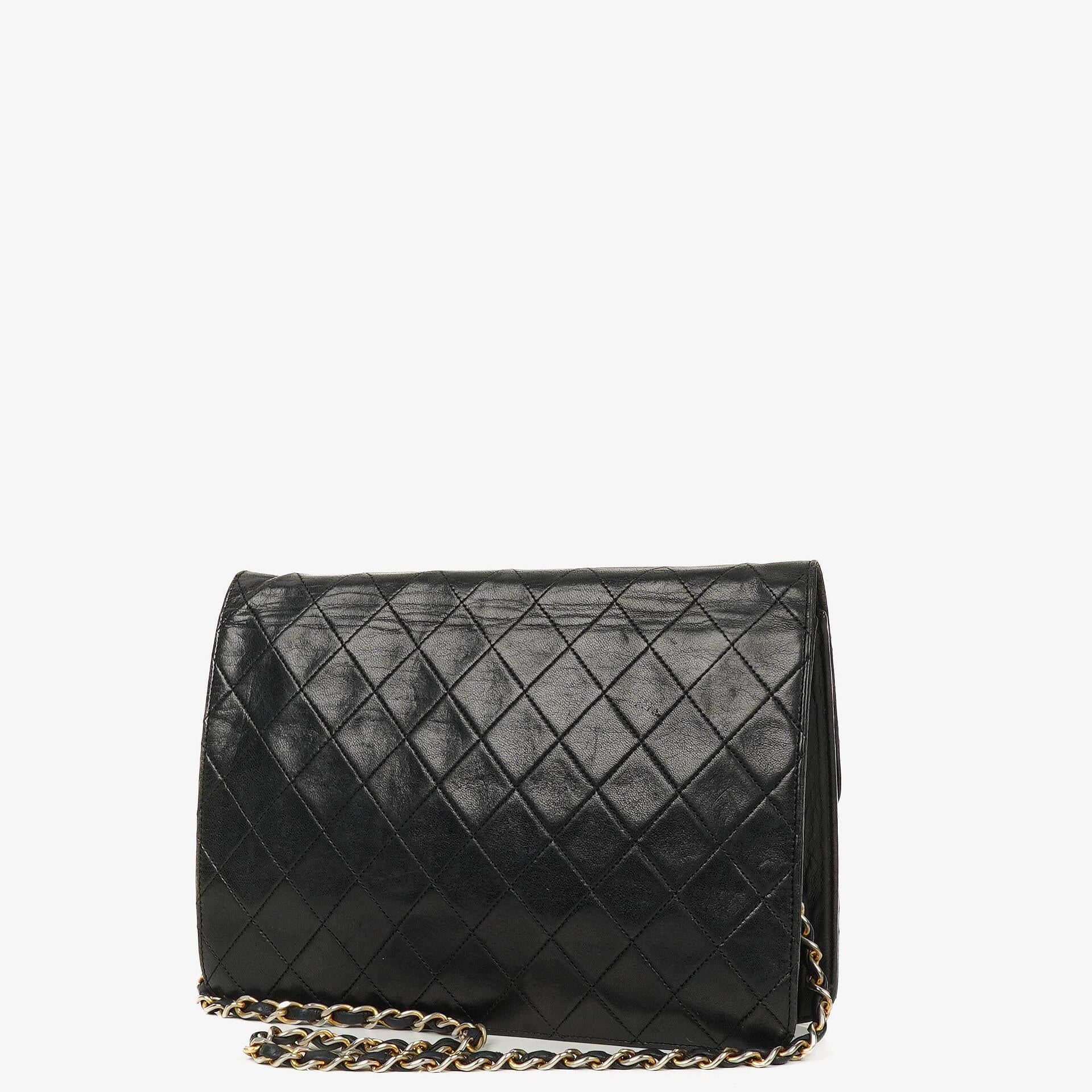 Chanel Vintage Medium Classic Single Flap Bag Black Quilted Lambskin With 24K Gold-Plated Hardware