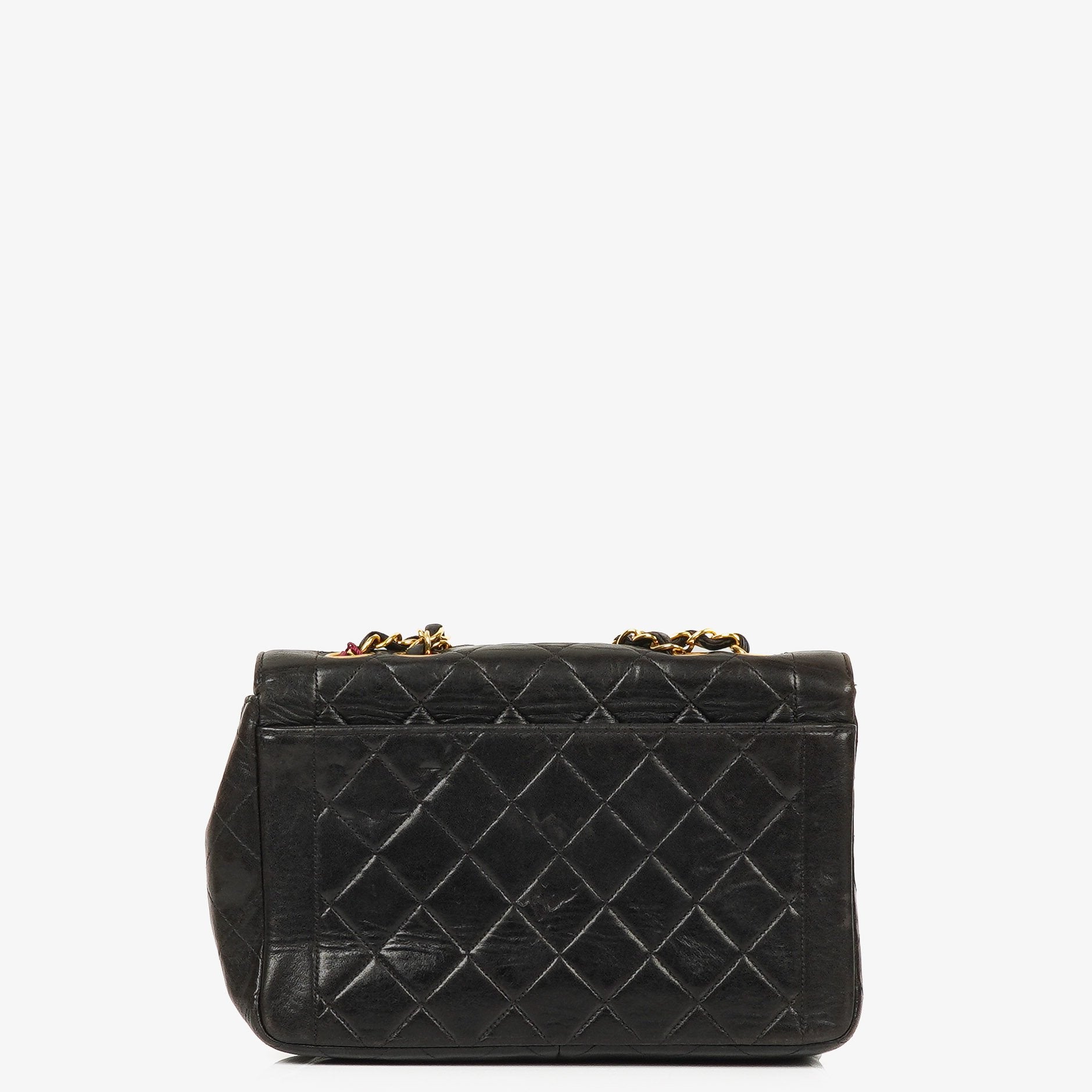 Chanel Vintage Small Single Flap Bag Black Quilted Lambskin With 24K Gold-Plated Hardware