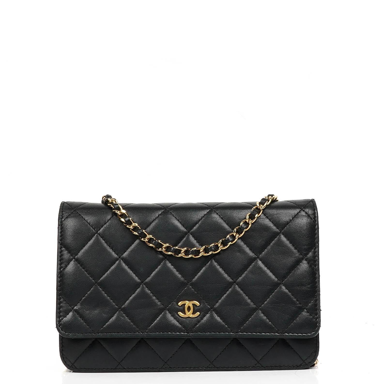 Chanel Wallet On Chain WOC Black Quilted Lambskin With Gold-Tone Hardware