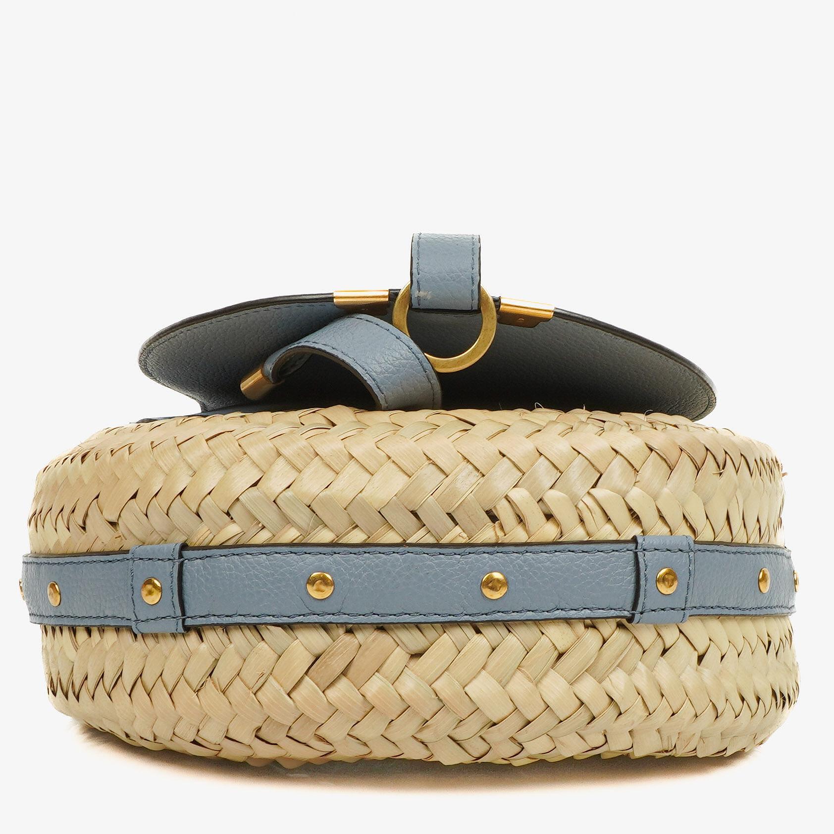 Chloe Marcie Raffia and Leather Basket Crossbody Bag