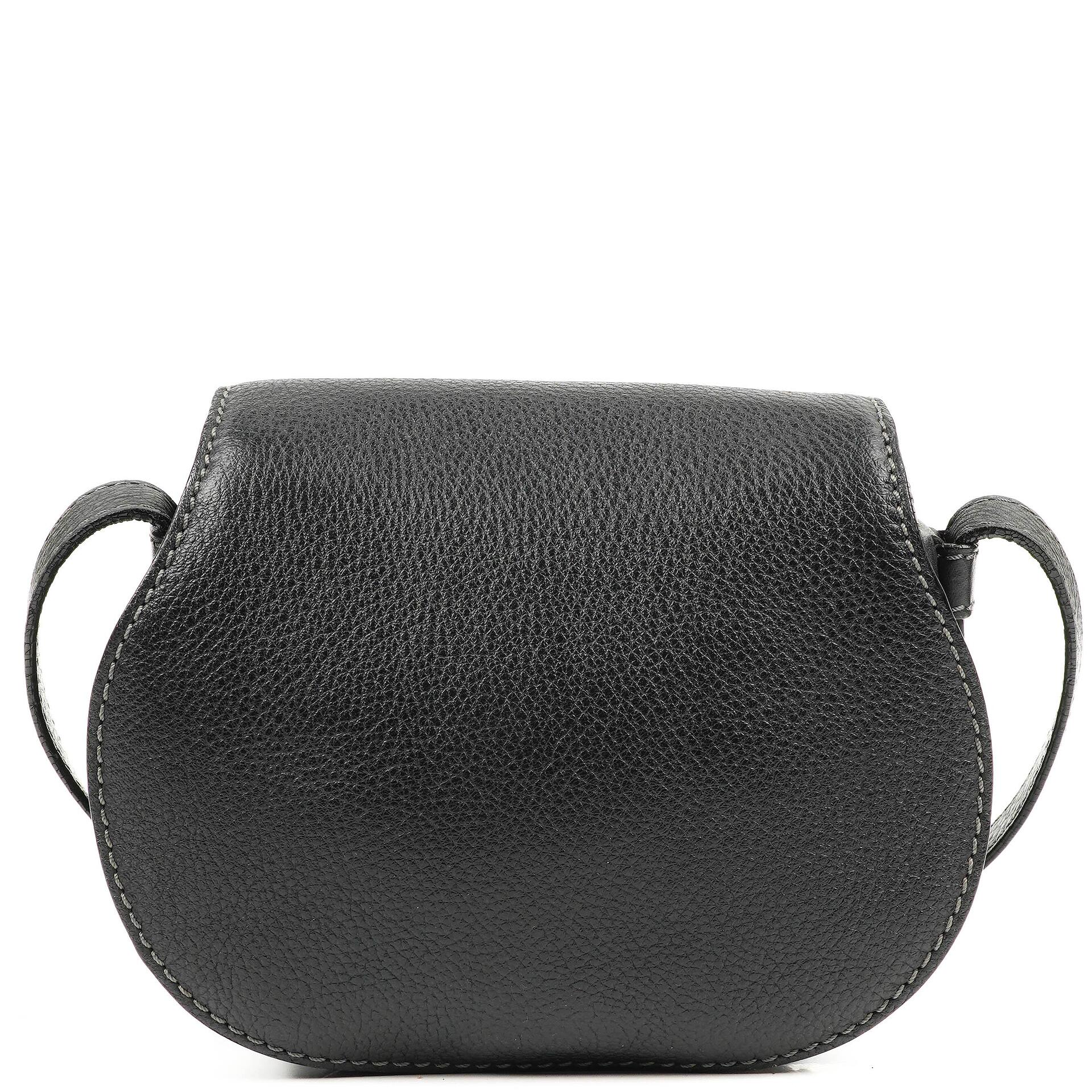 Chloe Marcie Black Leather Saddle Crossbody Bag