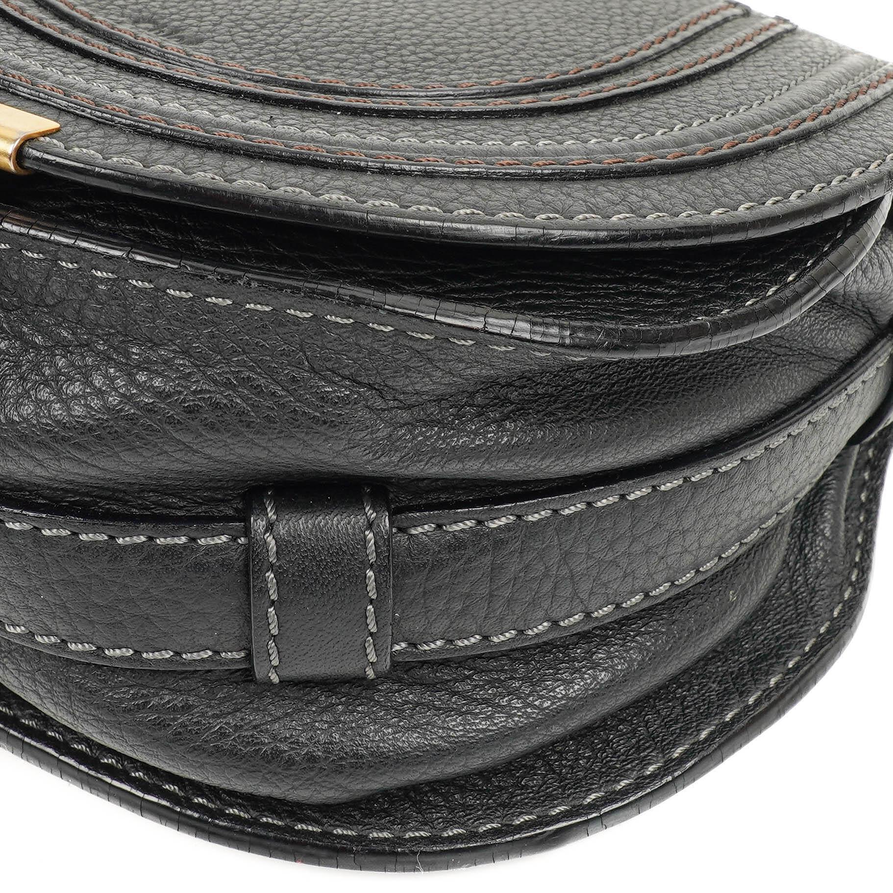 Chloe Marcie Black Leather Saddle Crossbody Bag