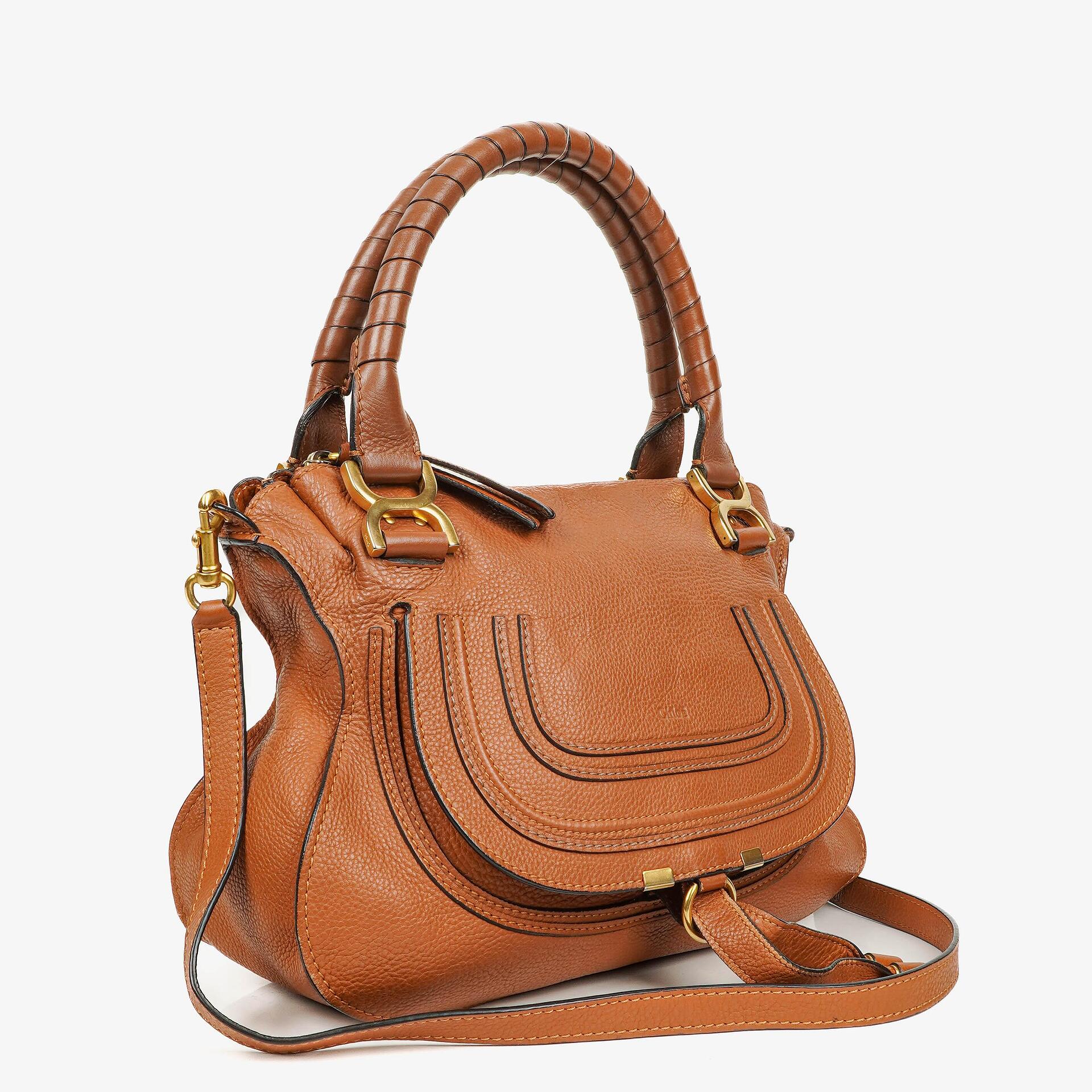 Chloe Marcie Brown Grained Leather Bag