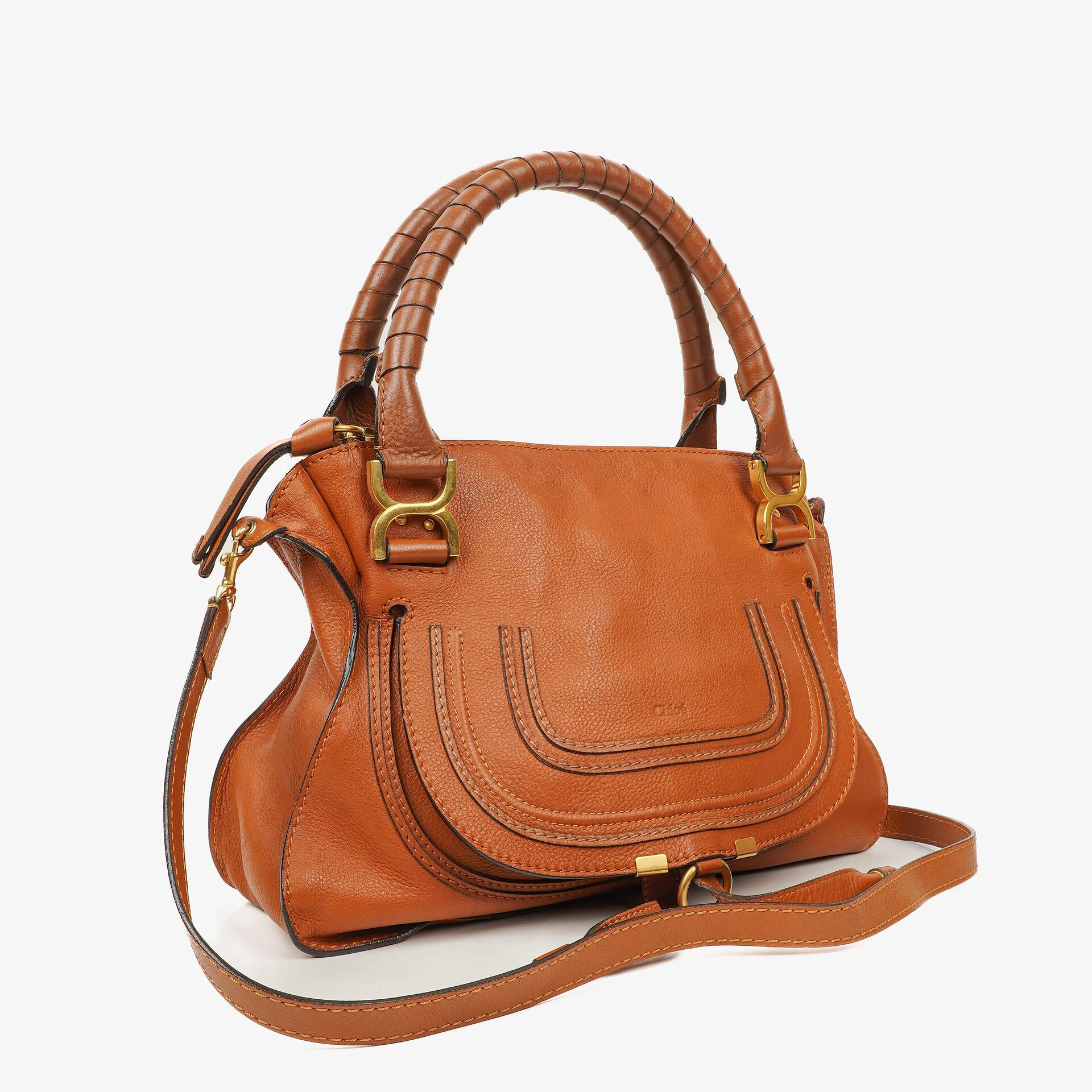 Chloe Marcie Brown Grained Leather Bag