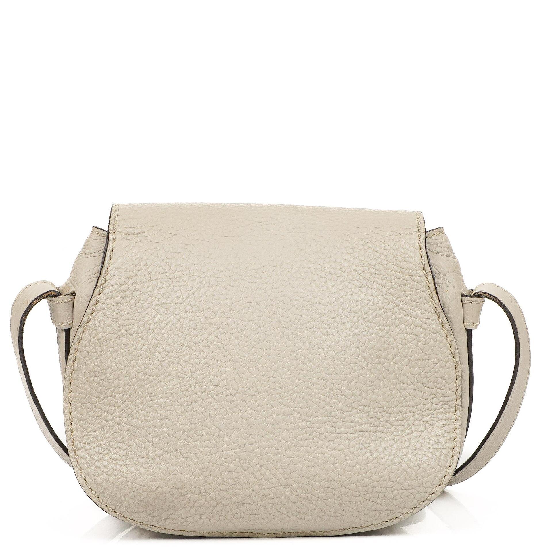 Chloe Marcie Neutral Leather Saddle Crossbody Bag