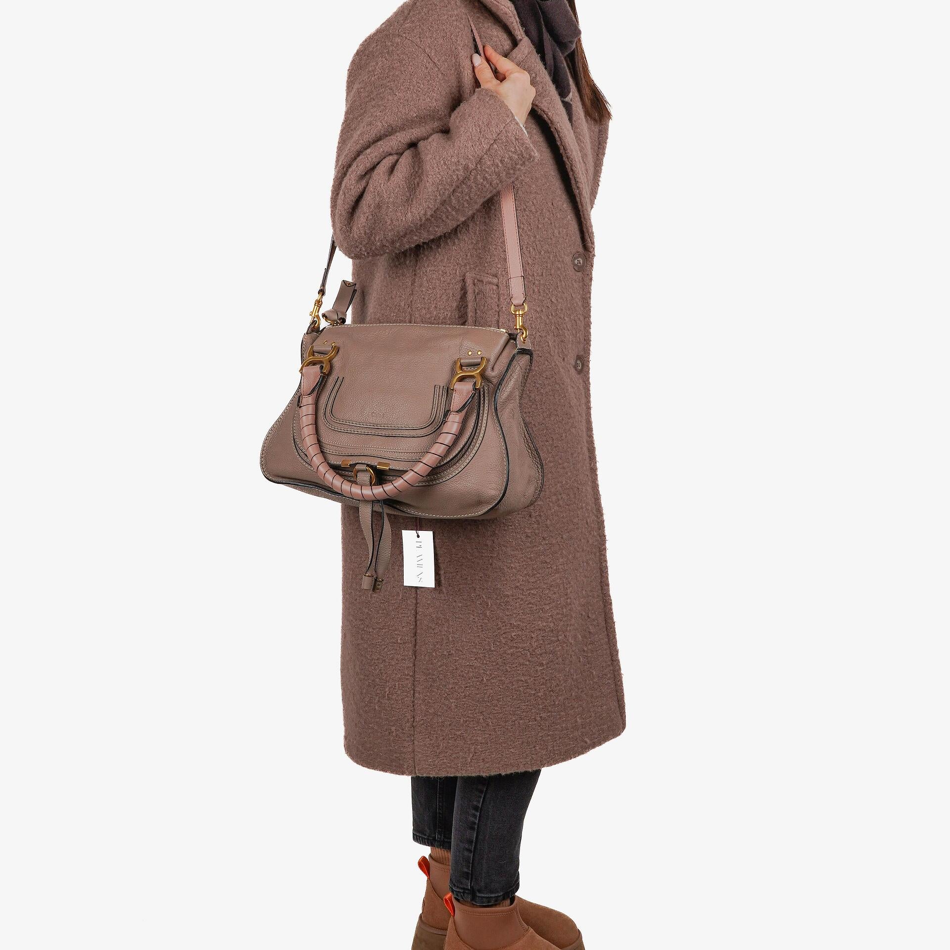 Chloe Marcie Rhino/Dark Odalisque Pink Leather Shoulder Bag