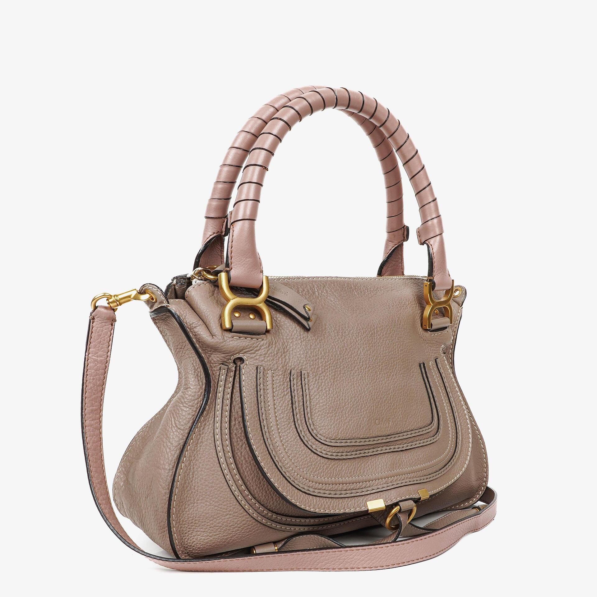 Chloe Marcie Rhino/Dark Odalisque Pink Leather Shoulder Bag